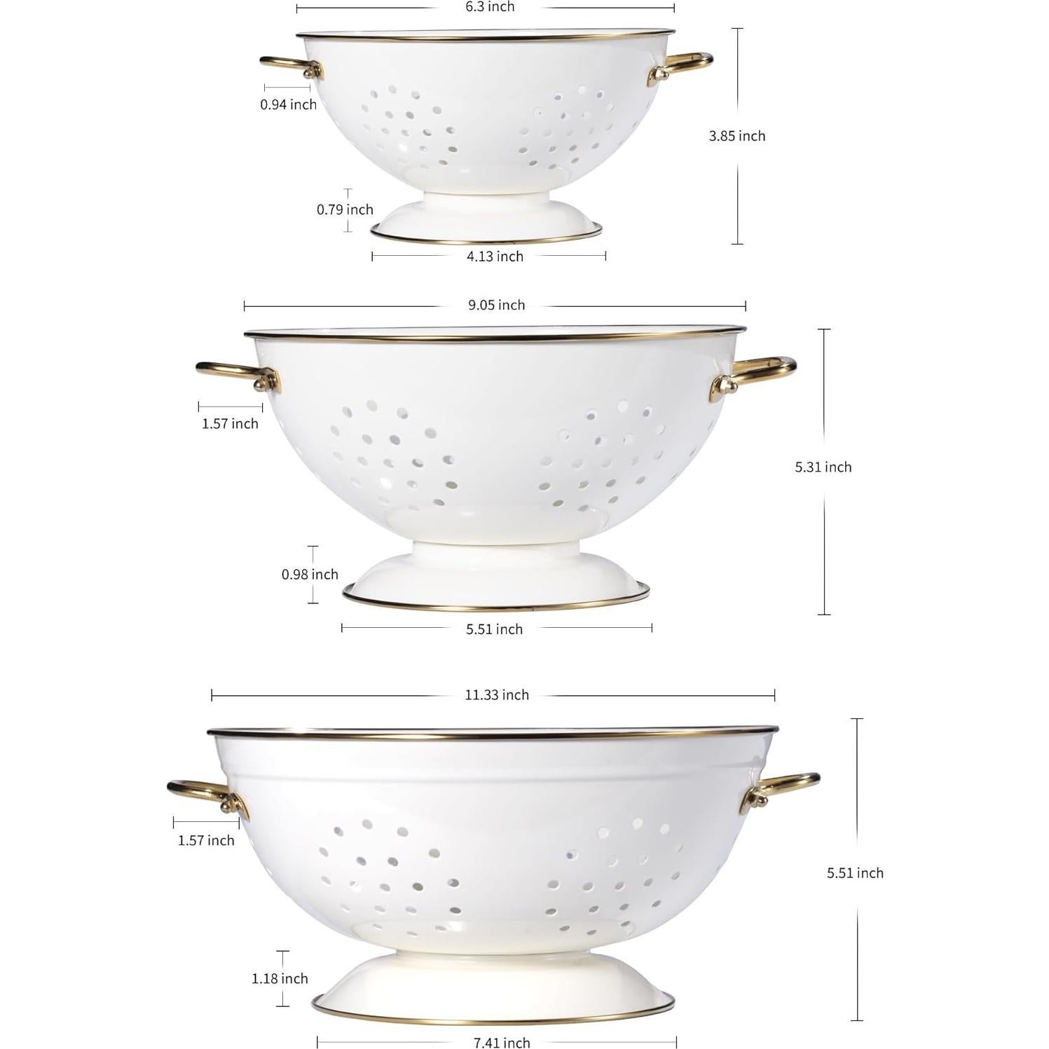 Juego de Coladores de Metal BeFare 3 Piezas 1.62 kg Crema