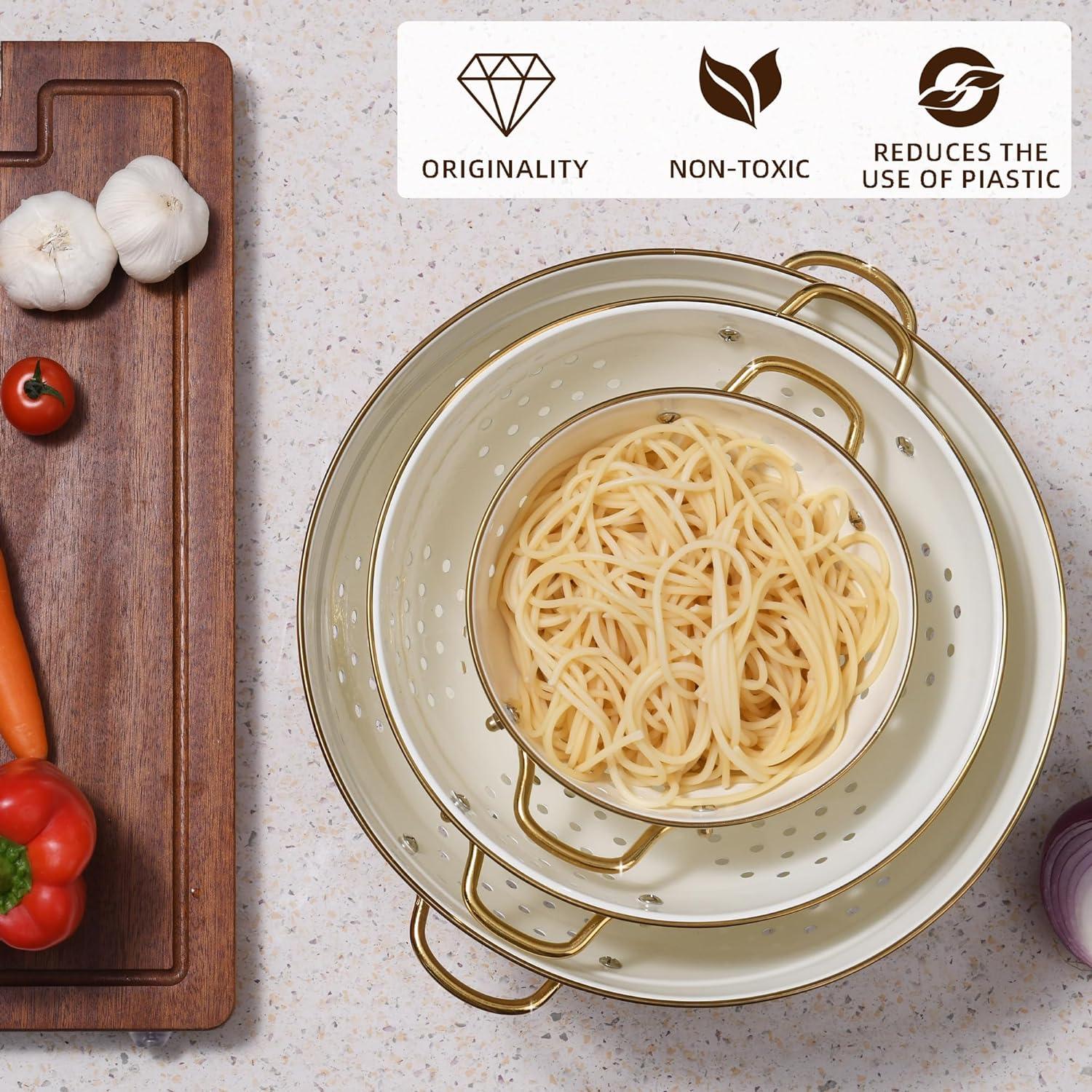 Juego de Coladores de Metal BeFare 3 Piezas 1.62 kg Crema