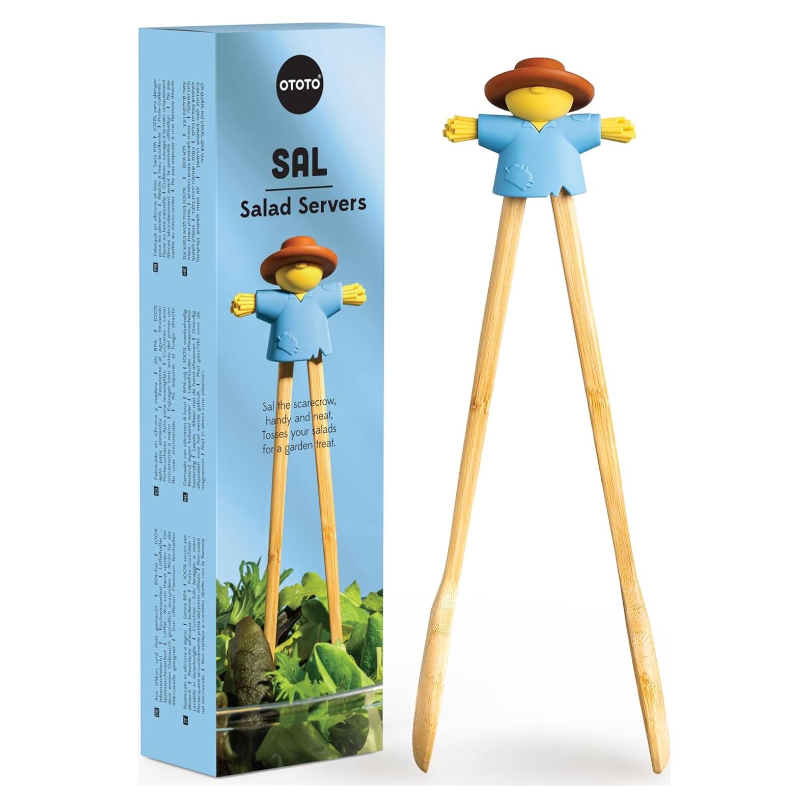 Tenazas para Ensalada OTOTO Sal - Madera y Silicona Azul