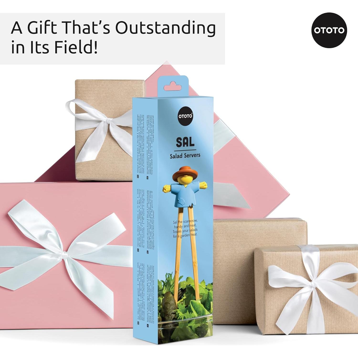 Tenazas para Ensalada OTOTO Sal - Madera y Silicona Azul