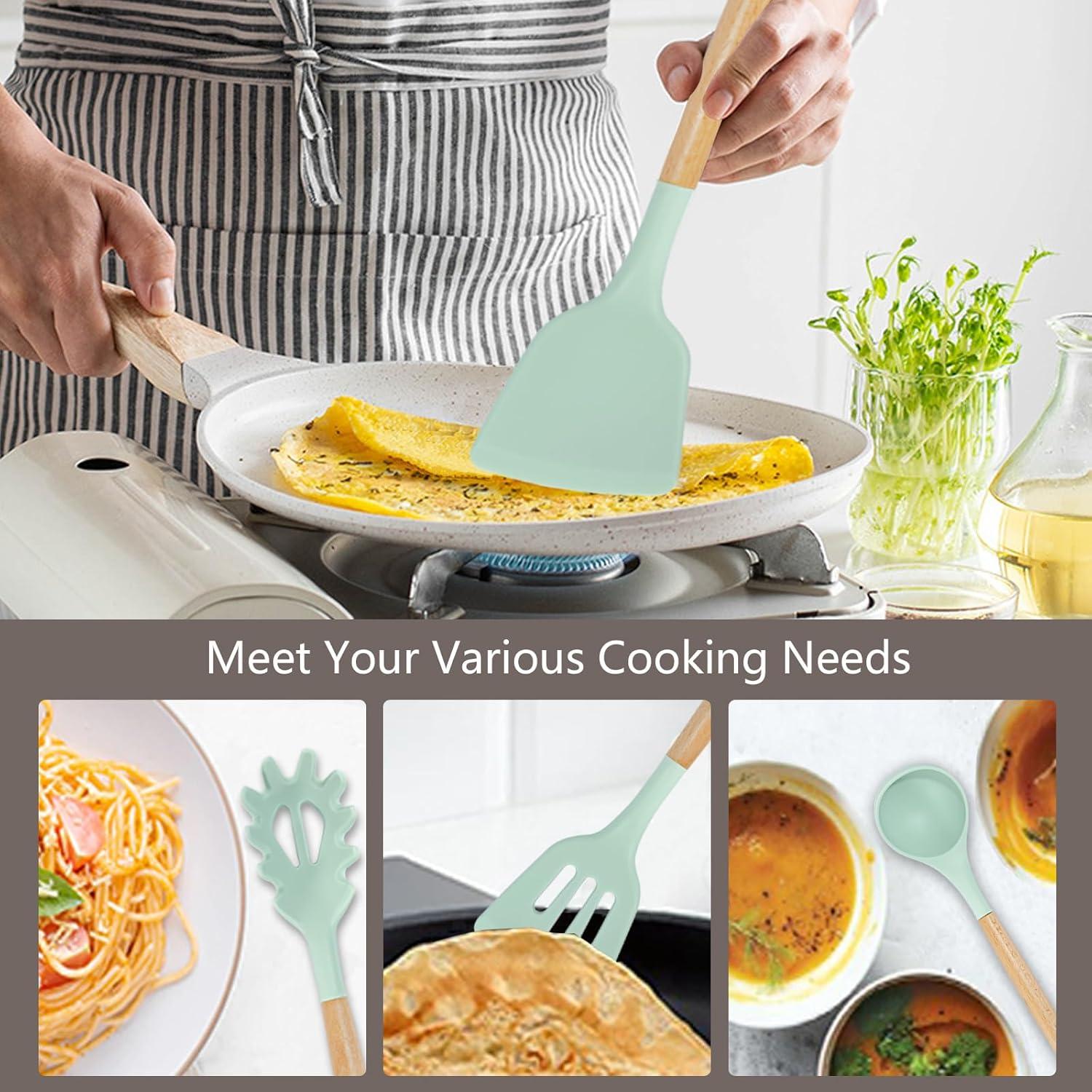 Juego de Utensilios de Cocina SHUNIKING 19 Piezas Silicona Verde