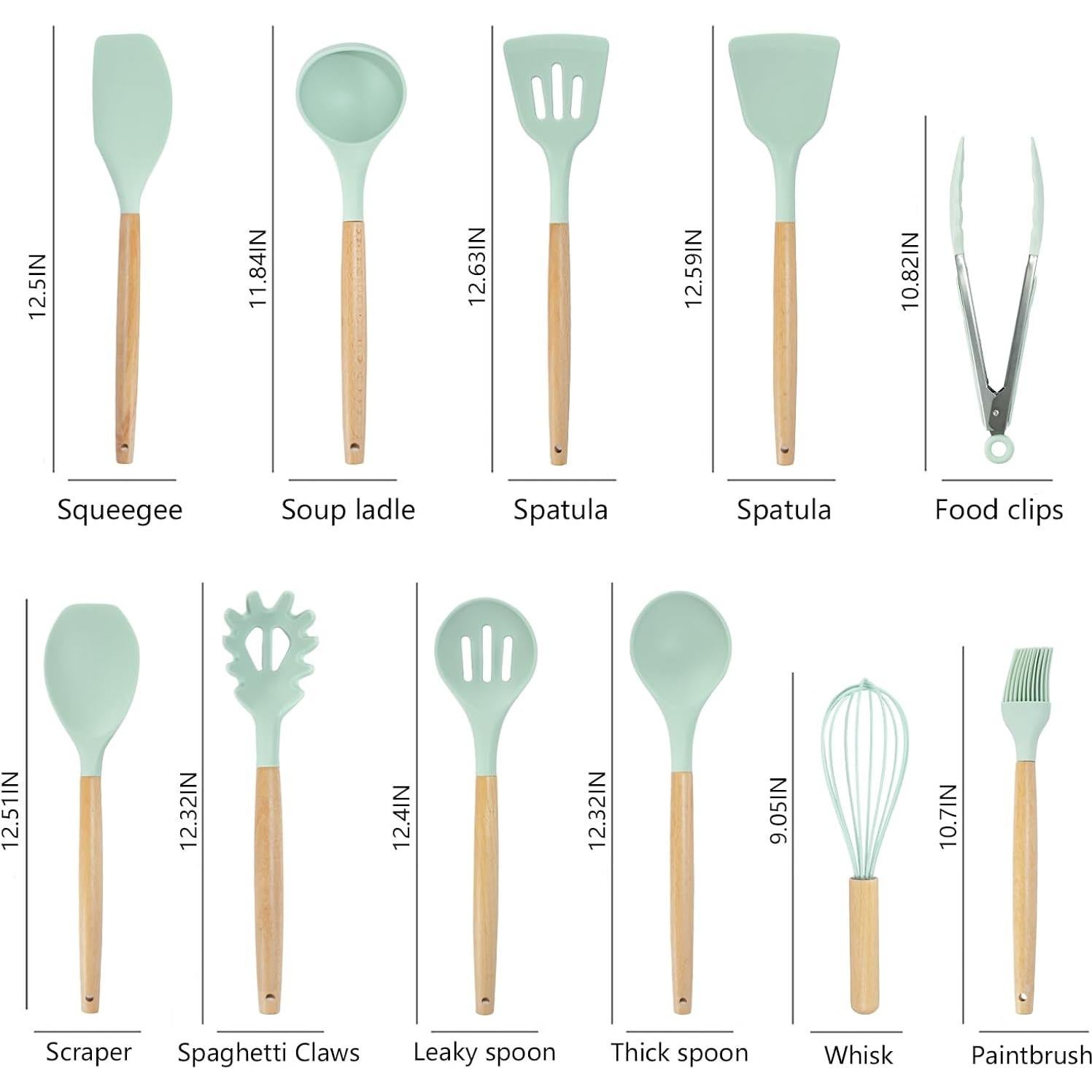 Juego de Utensilios de Cocina SHUNIKING 19 Piezas Silicona Verde