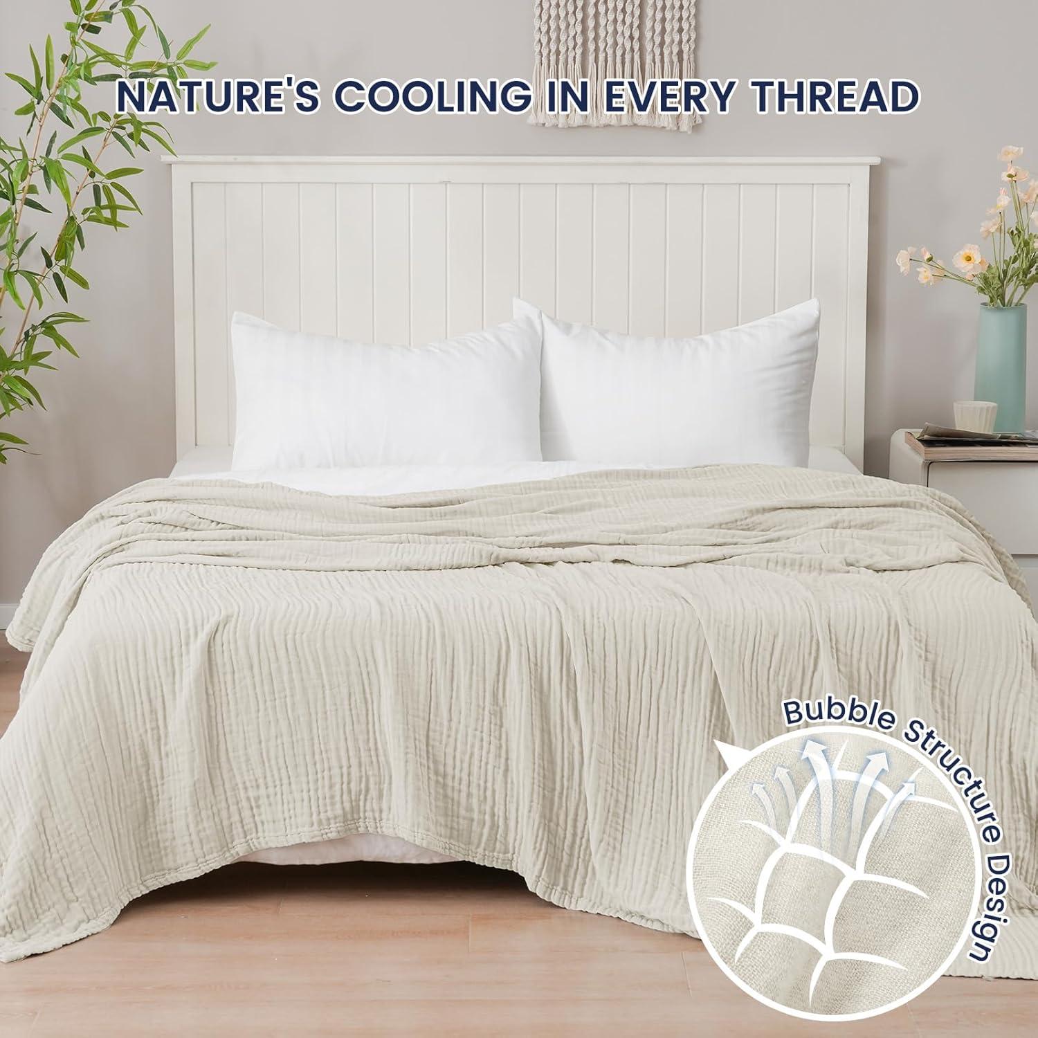 Manta de Muselina PHF Cooling Queen 228.6x228.6cm Viscosa Bambú