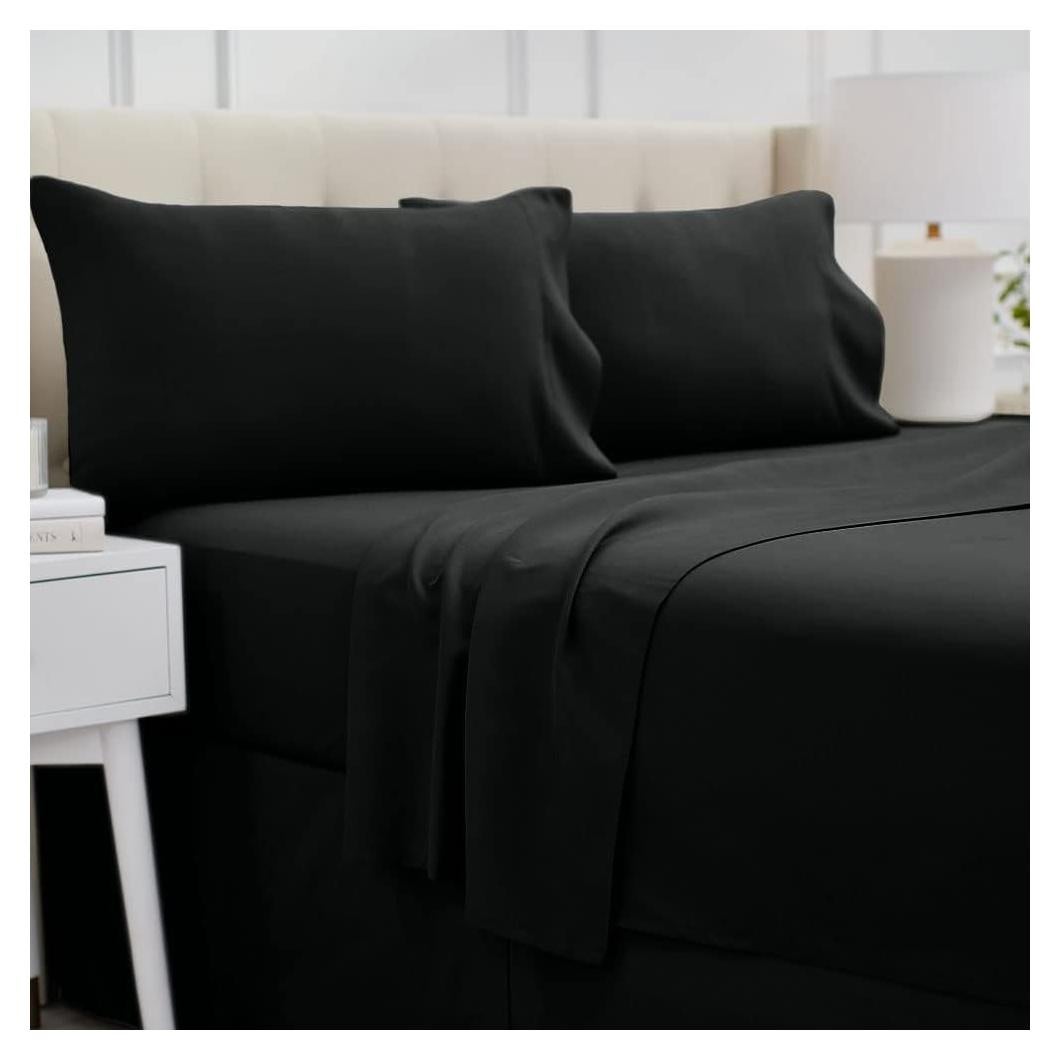 Conjunto de Sábanas Completo lalaLOOM Microfibra 4 Piezas Negro