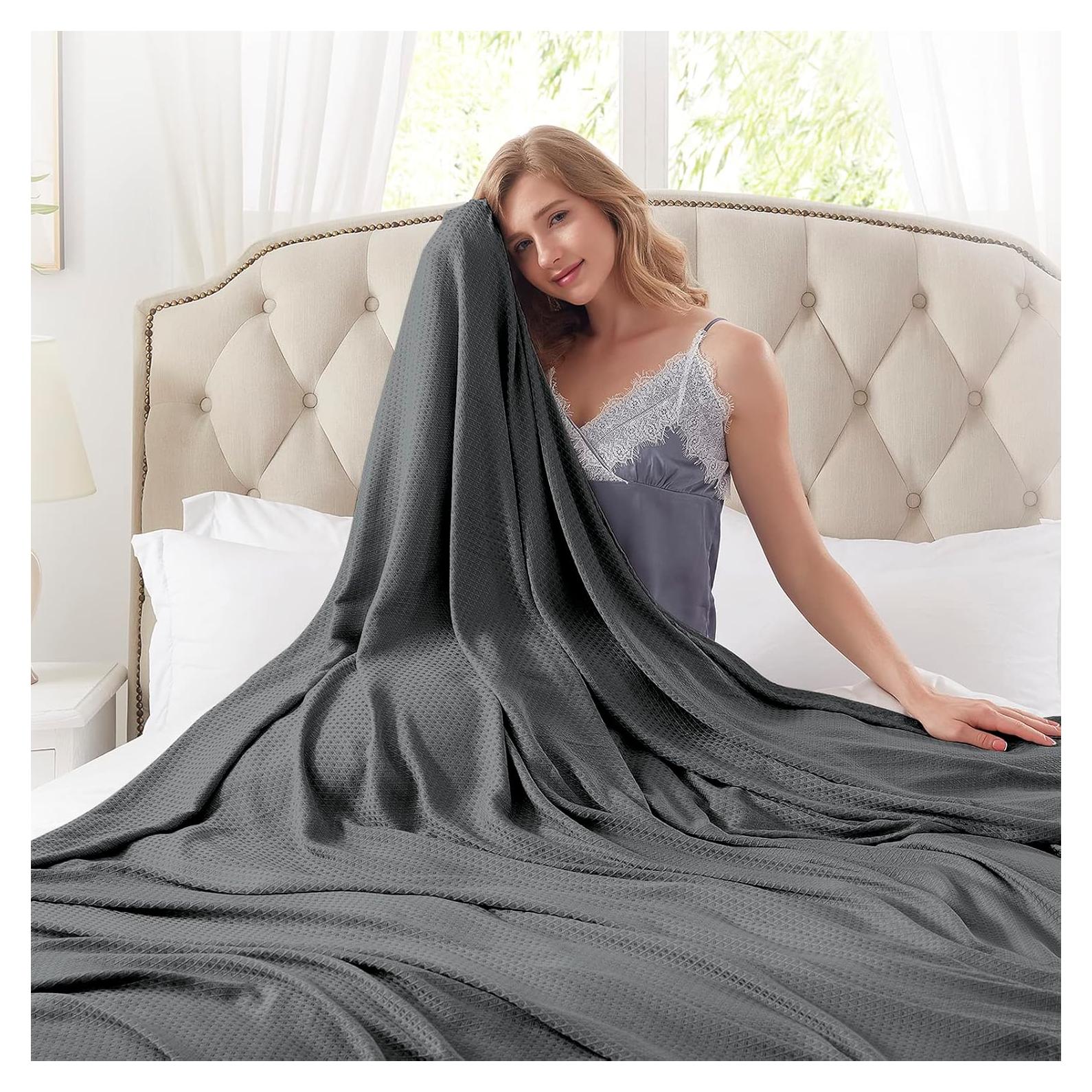 Manta Enfriadora DANGTOP 200x230 cm Rayón Bambú Gris Oscuro