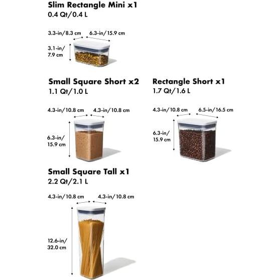 Set de Contenedores POP OXO Good Grips 5 Piezas A Prueba de Aire