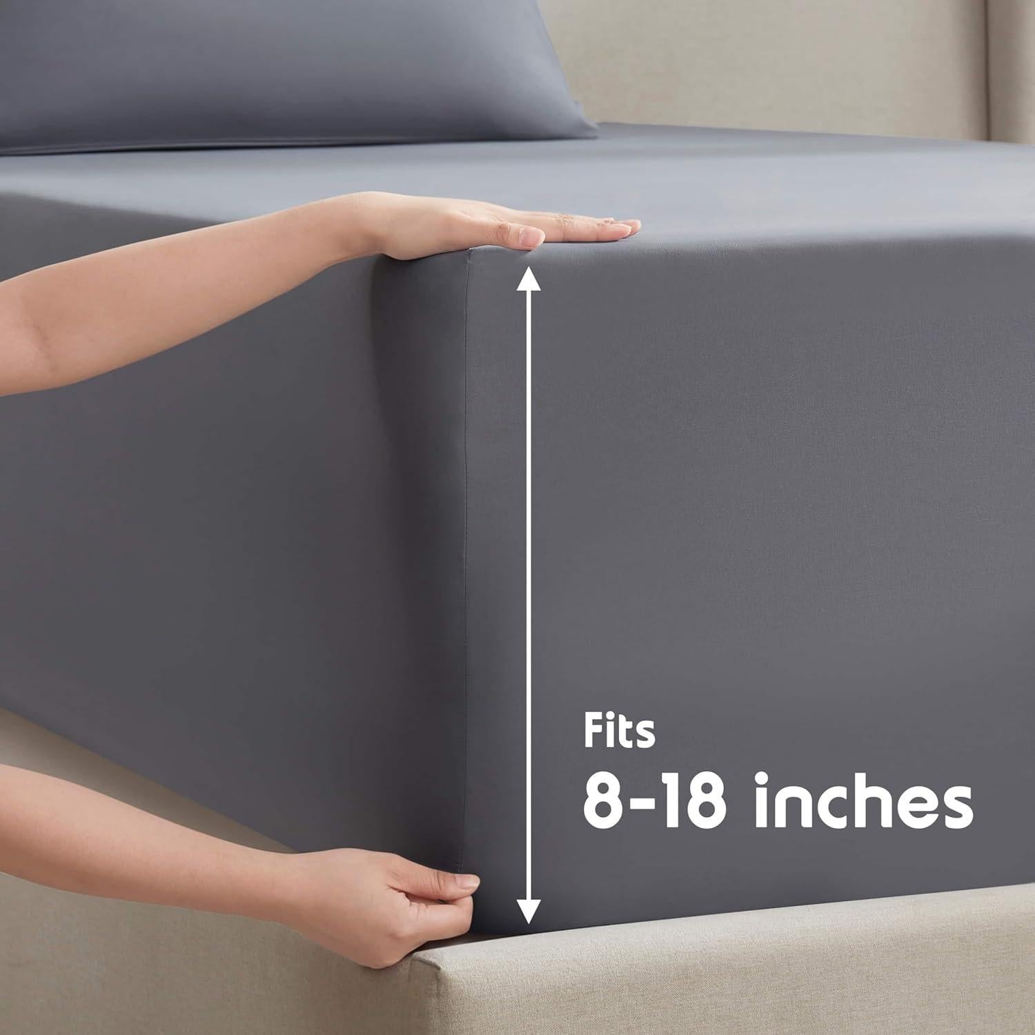 Juego de Sábanas Nestl Corta Queen Microfibra 1800 4 Piezas Gris