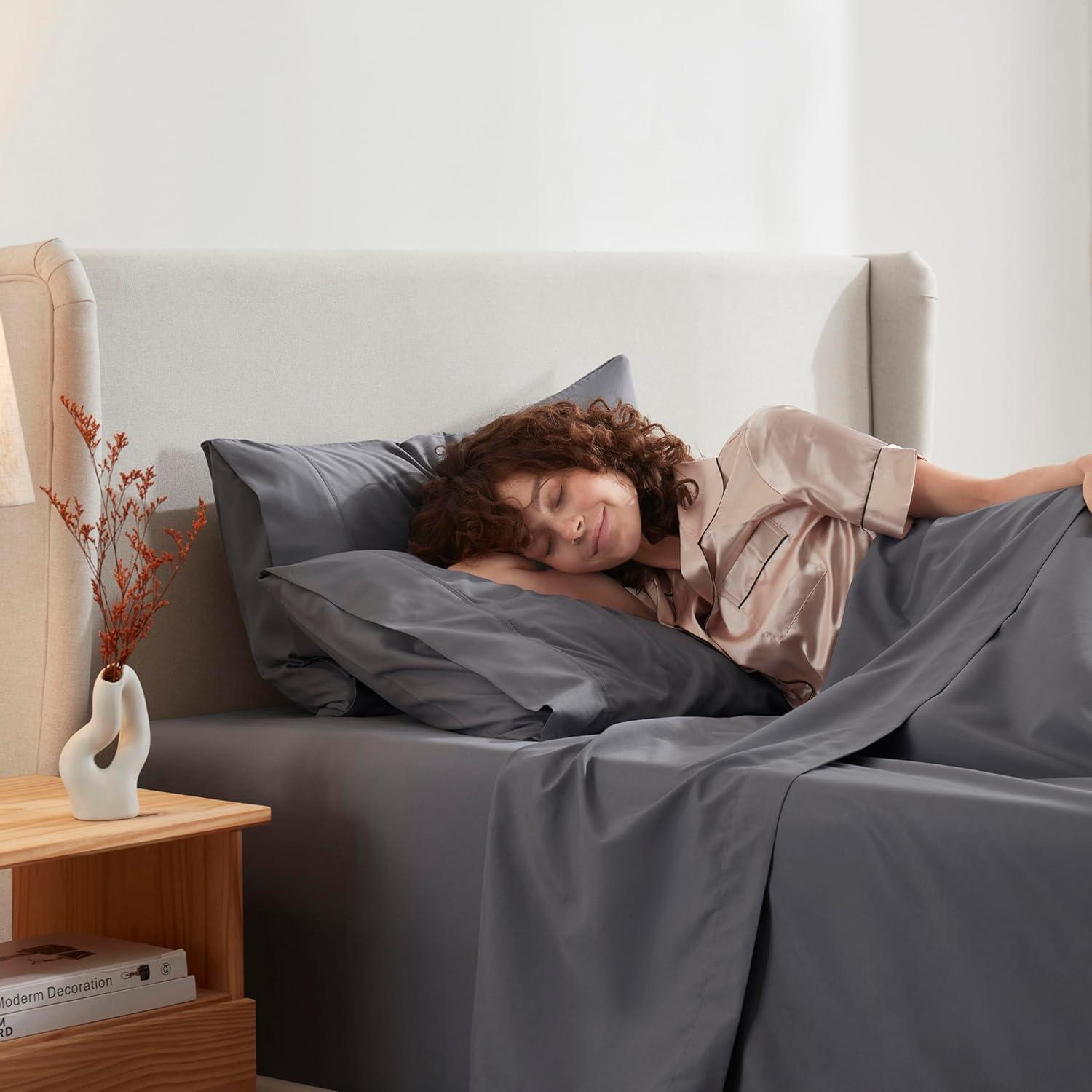 Juego de Sábanas Nestl Corta Queen Microfibra 1800 4 Piezas Gris