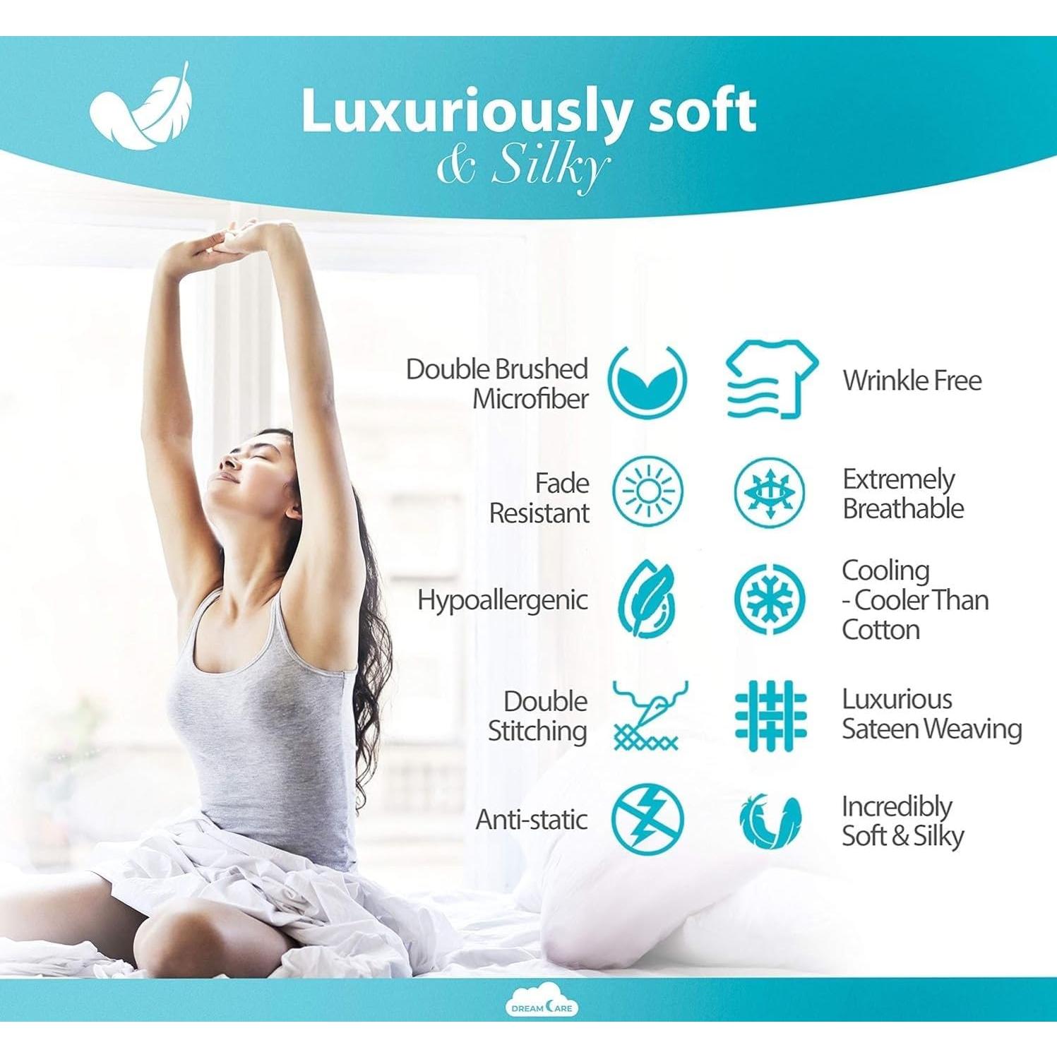 Juego de Sábanas King Size DREAMCARE 6 Piezas Microfibra Gris
