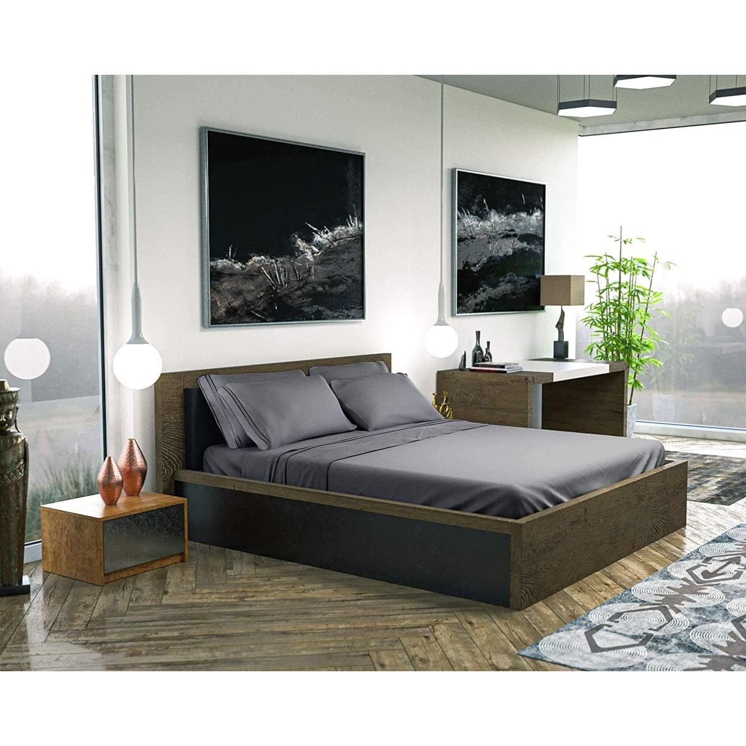 Juego de Sábanas King Size DREAMCARE 6 Piezas Microfibra Gris