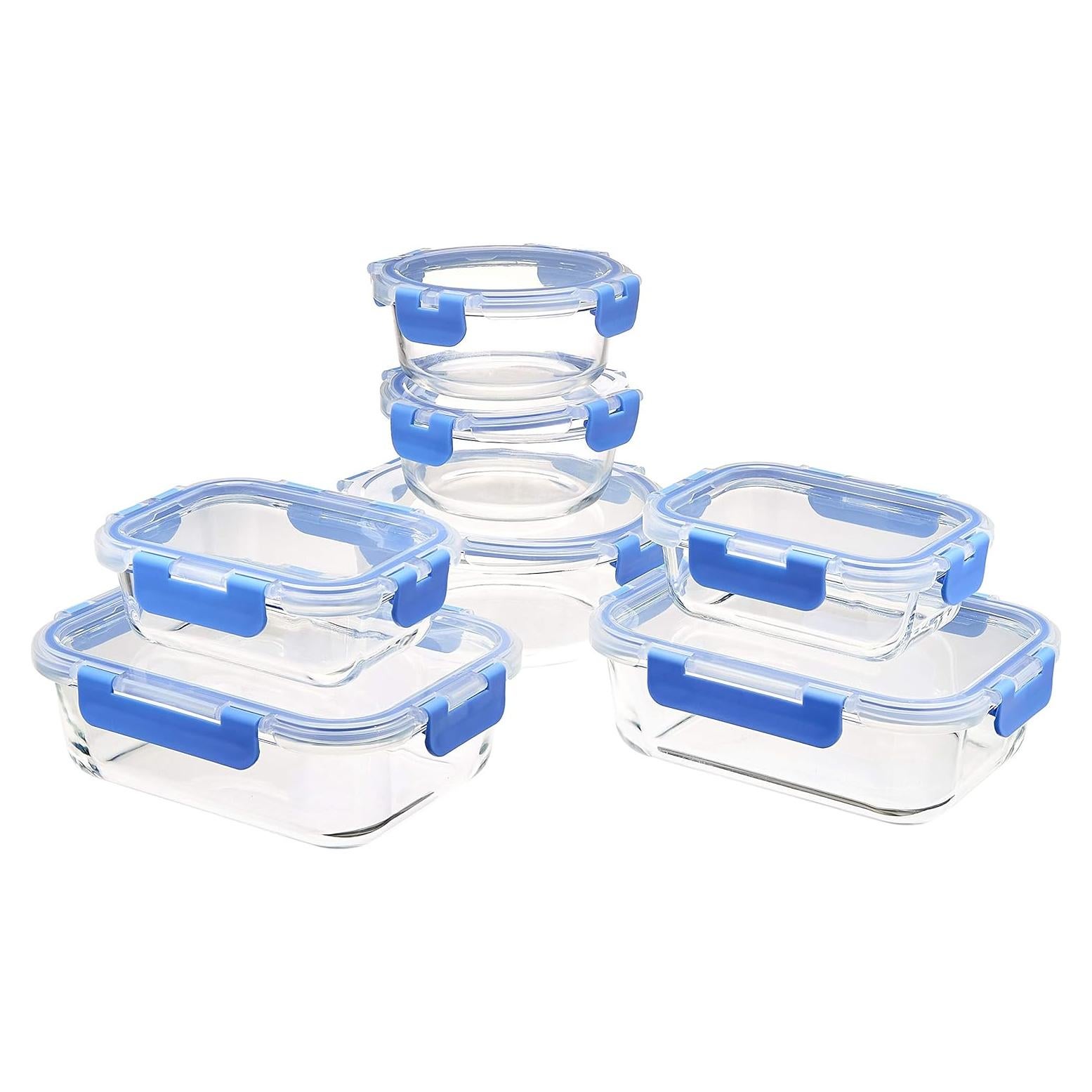 Contenedores de Almacenamiento de Alimentos Vidrio Amazon Basics 14 Piezas