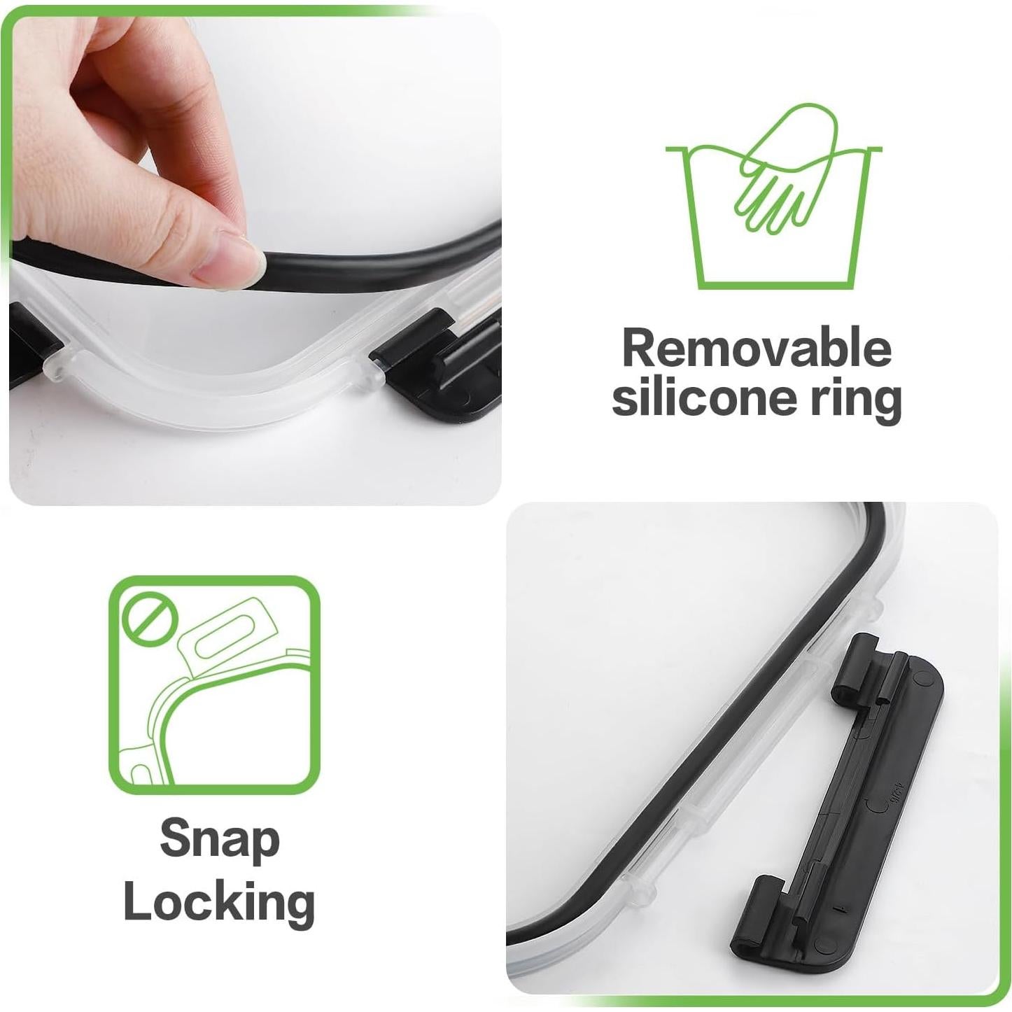 Paquete de 8 Contenedores de Vidrio HOMBERKING 1080ml Apto Microondas