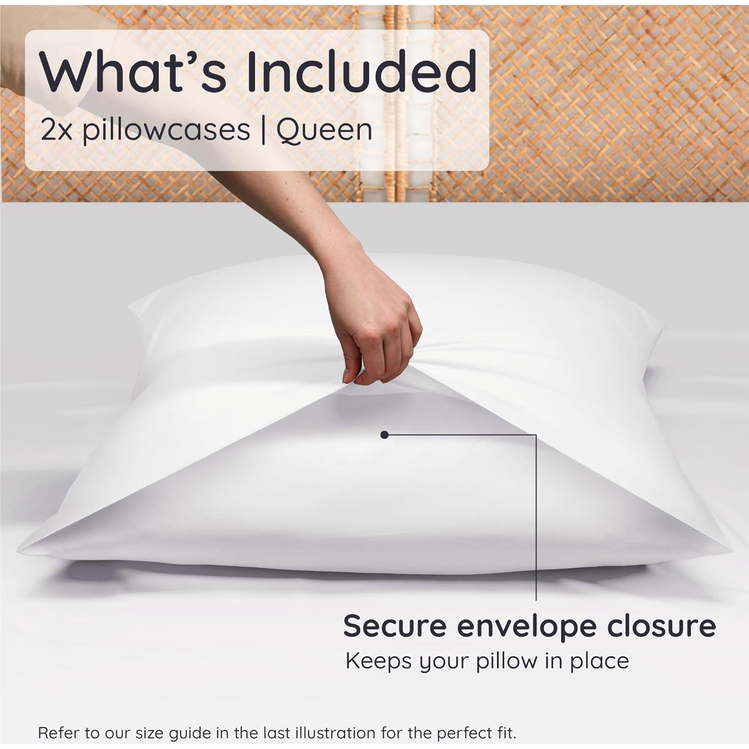 Juego de 2 Fundas de Almohada Queen Bambaw 100% Viscosa Refrigerantes