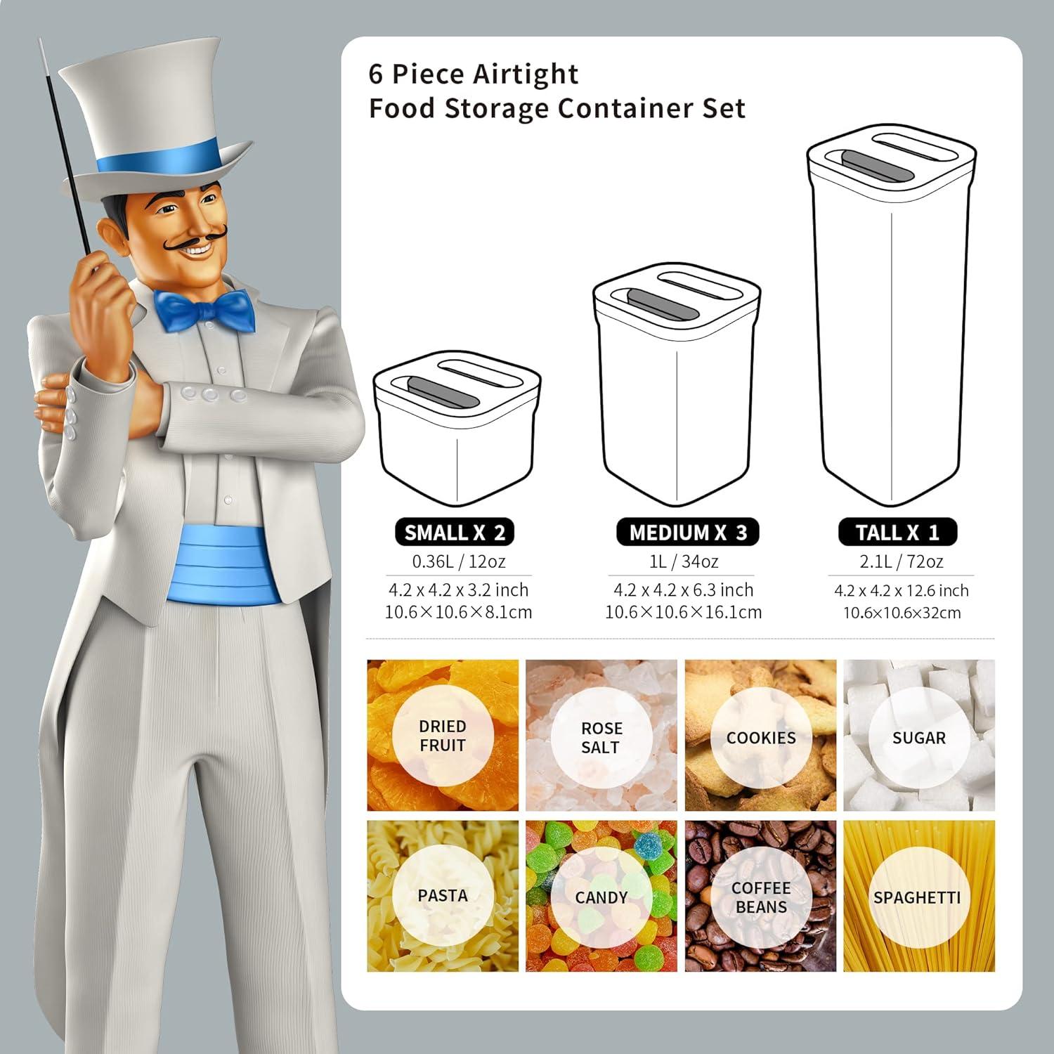 Juego de 6 Contenedores de Almacenamiento Herméticos MR.SIGA 1L