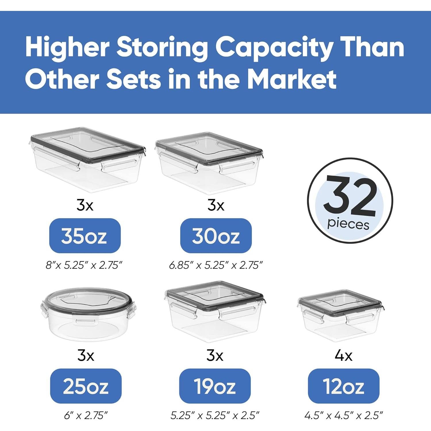 Set de 32 Contenedores de Alimentos Herméticos Chef's Path