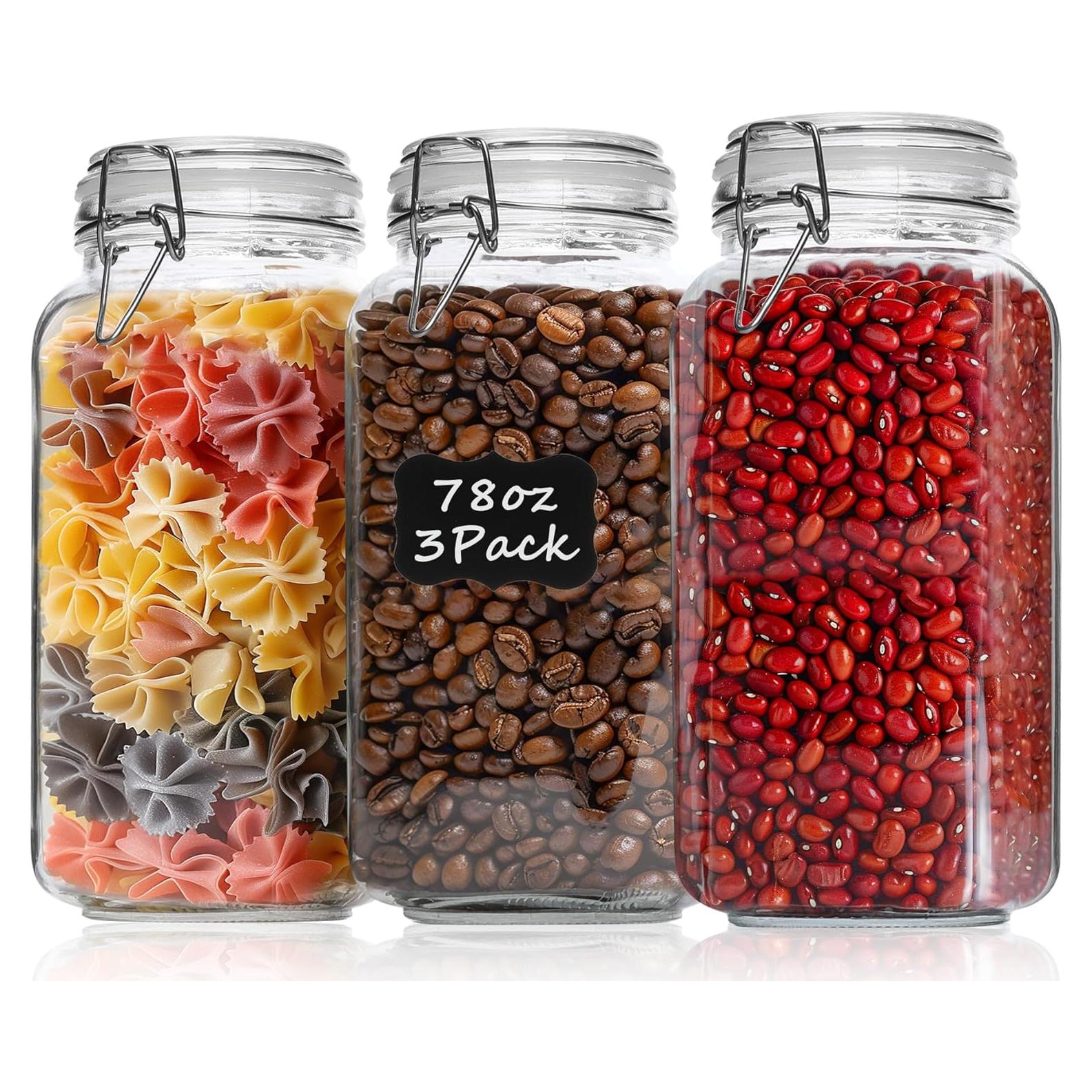 Juego de 3 frascos de vidrio herméticos ComSaf 2.3L cuadrados