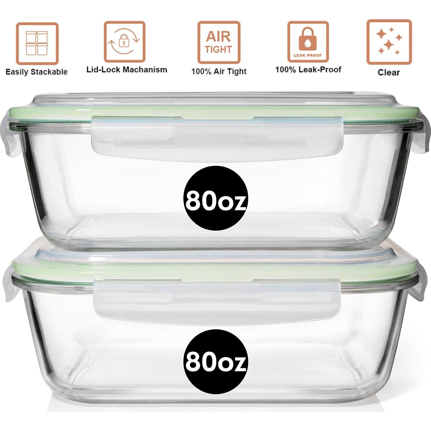 Contenedores de Almacenamiento de Vidrio Razab 4 Piezas 80 Oz