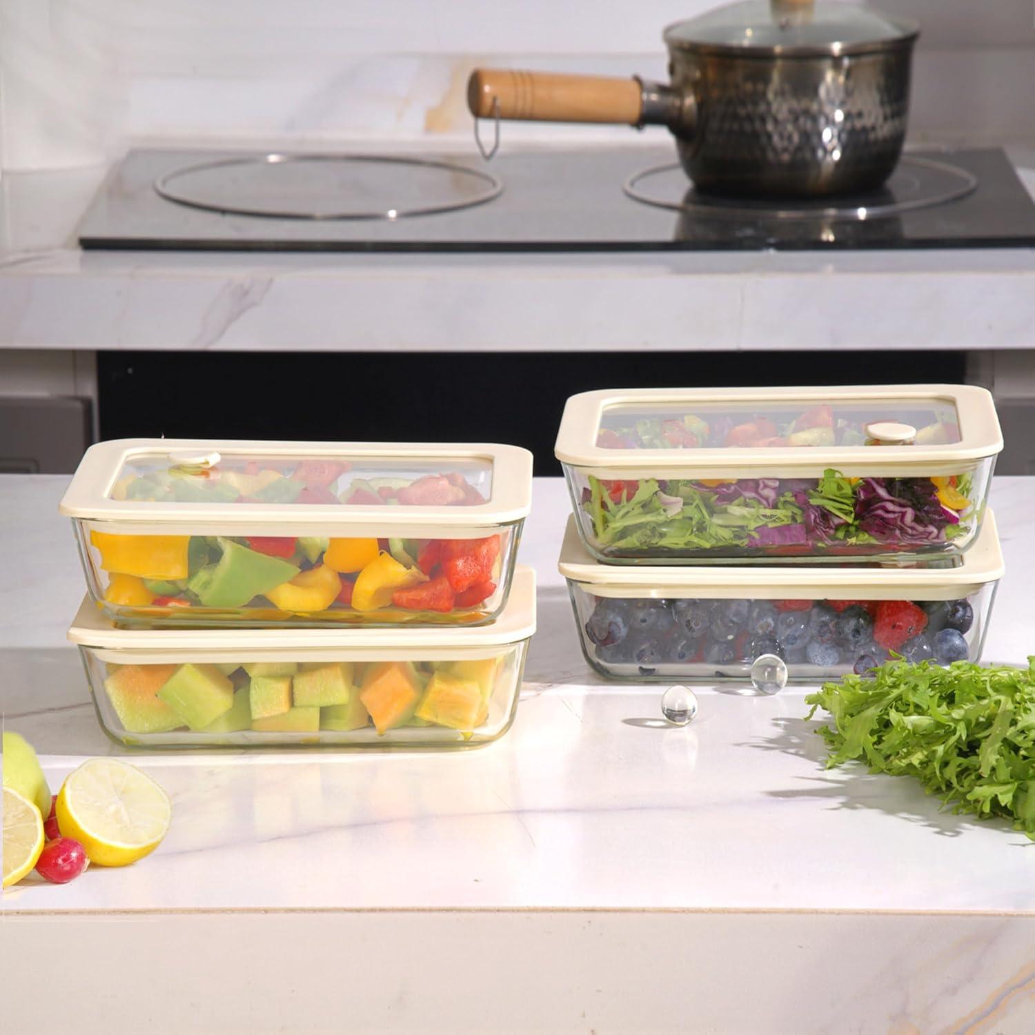 Juego de Contenedores de Alimentos Urban Green 4 Piezas Vidrio Hermético