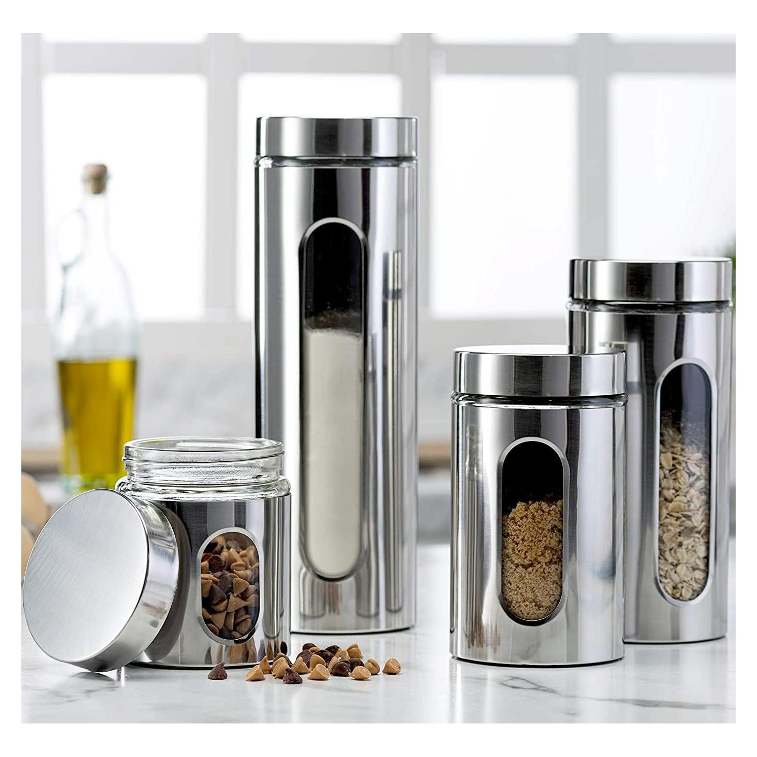 Juego de 4 Tarros Herméticos de Acero Inoxidable Ler'aze 1.81L