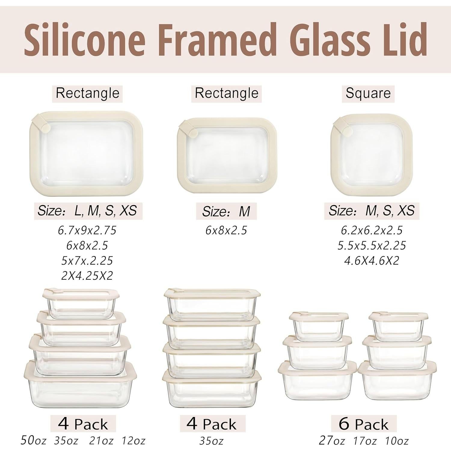 Juego de Contenedores de Vidrio Urban Green 6 Piezas 100% Libre de Plástico