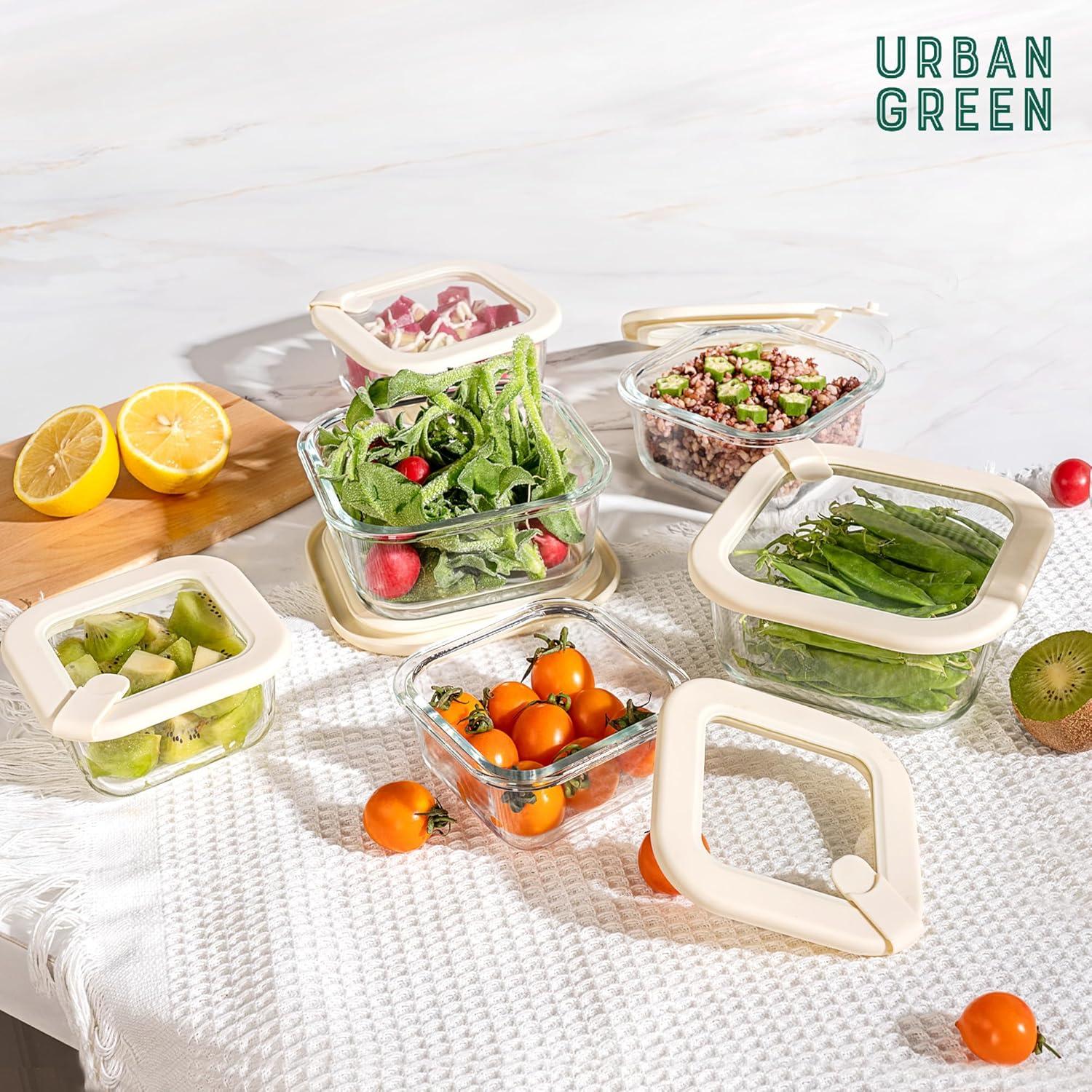 Juego de Contenedores de Vidrio Urban Green 6 Piezas 100% Libre de Plástico