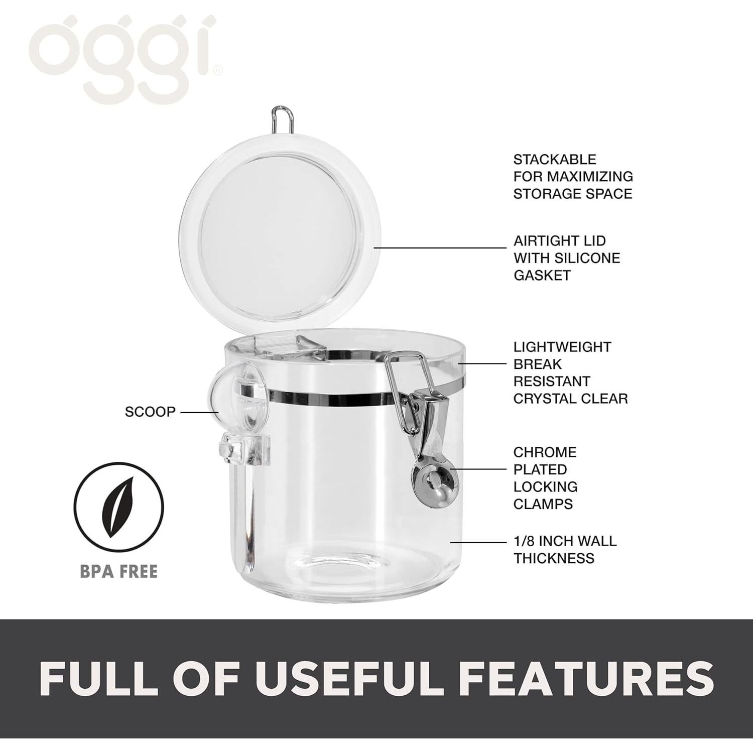 Set de 4 Frascos Herméticos Oggi 650ml para Alimentos Secos