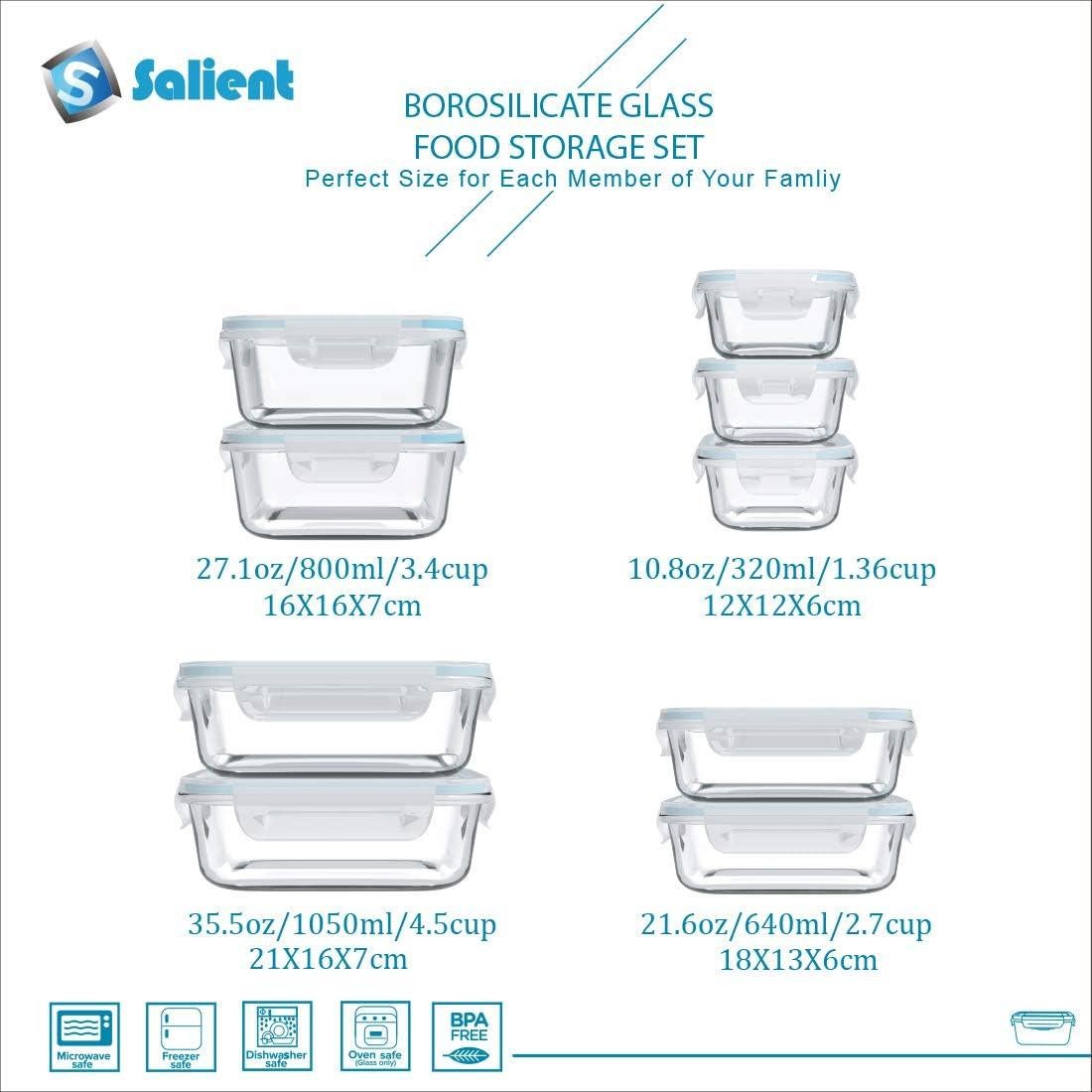 Juego de 18 Contenedores de Almacenamiento de Vidrio S SALIENT