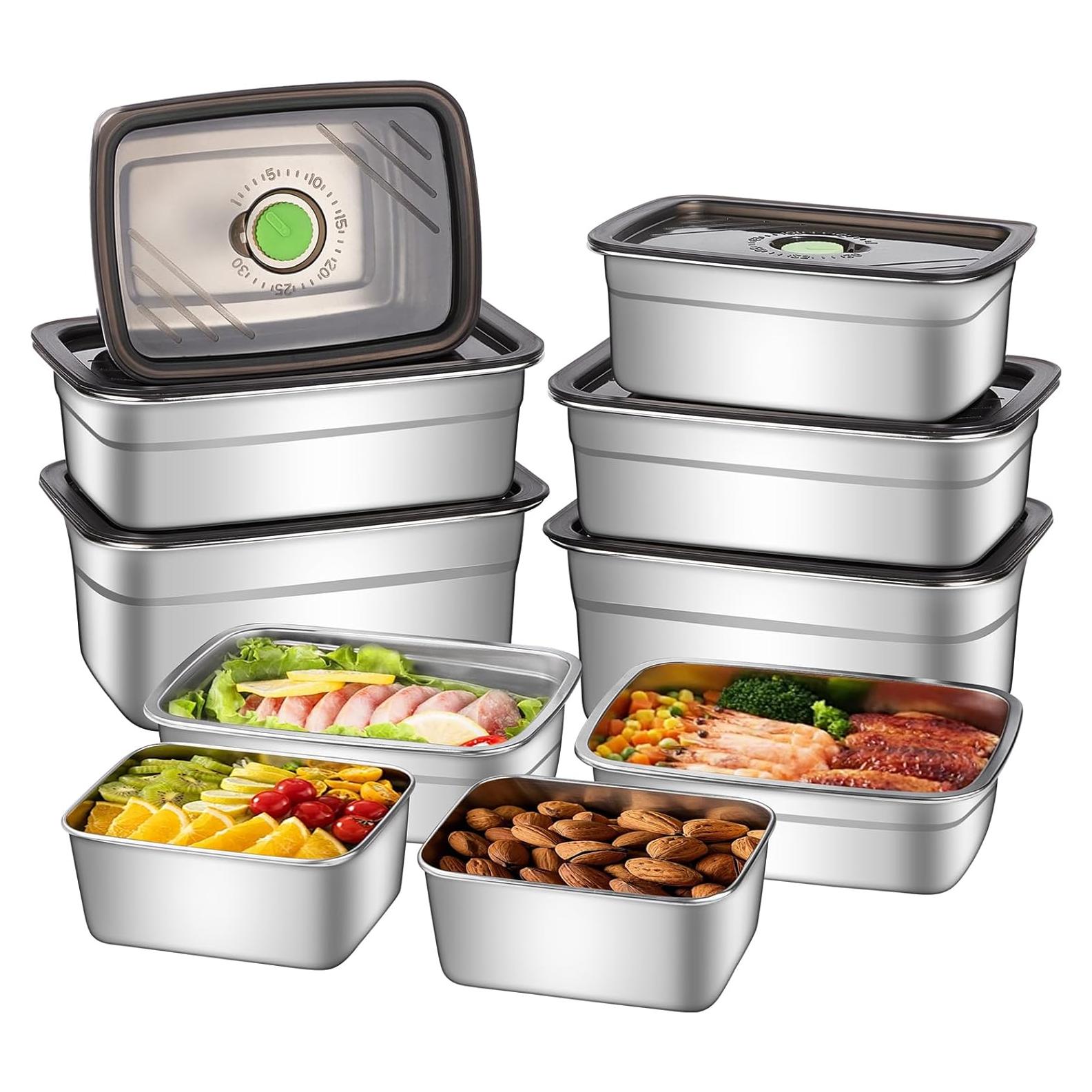 Juego de 10 Contenedores de Almacenamiento GIUOIDUO Acero Inoxidable