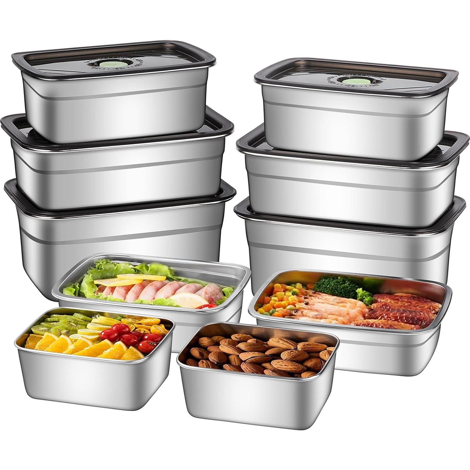Juego de 10 Contenedores de Almacenamiento GIUOIDUO Acero Inoxidable