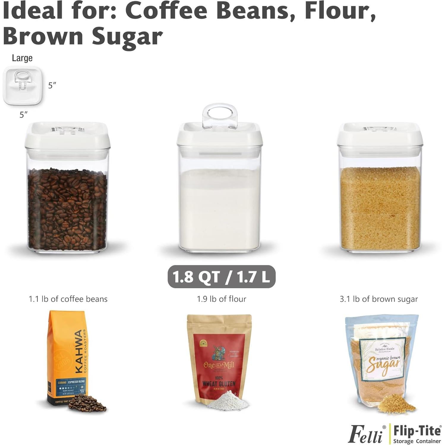 Contenedores de Almacenamiento Felli Flip-Tite 1.8L 3 Piezas