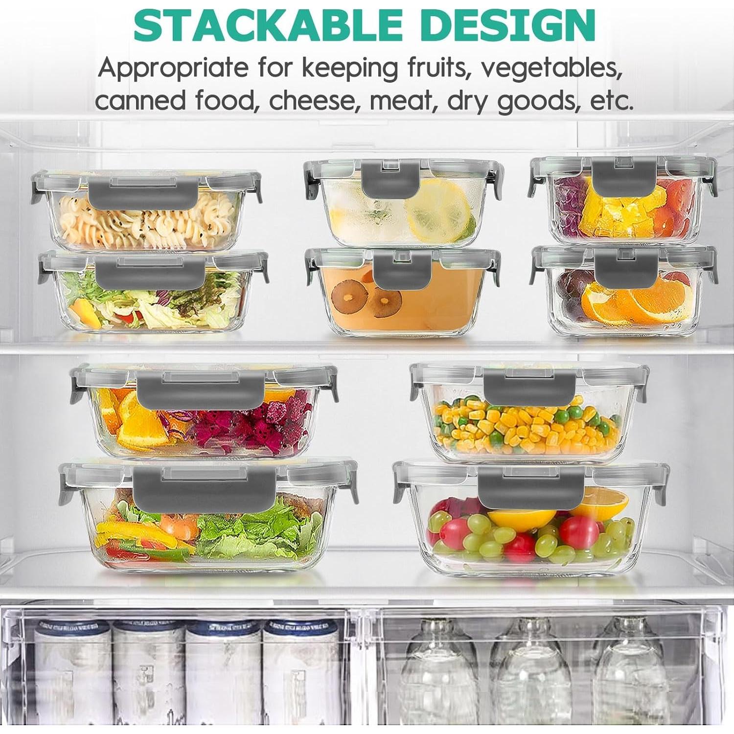 Conjunto de 34 Contenedores de Almacenamiento de Comida Vidrio AMALEKO