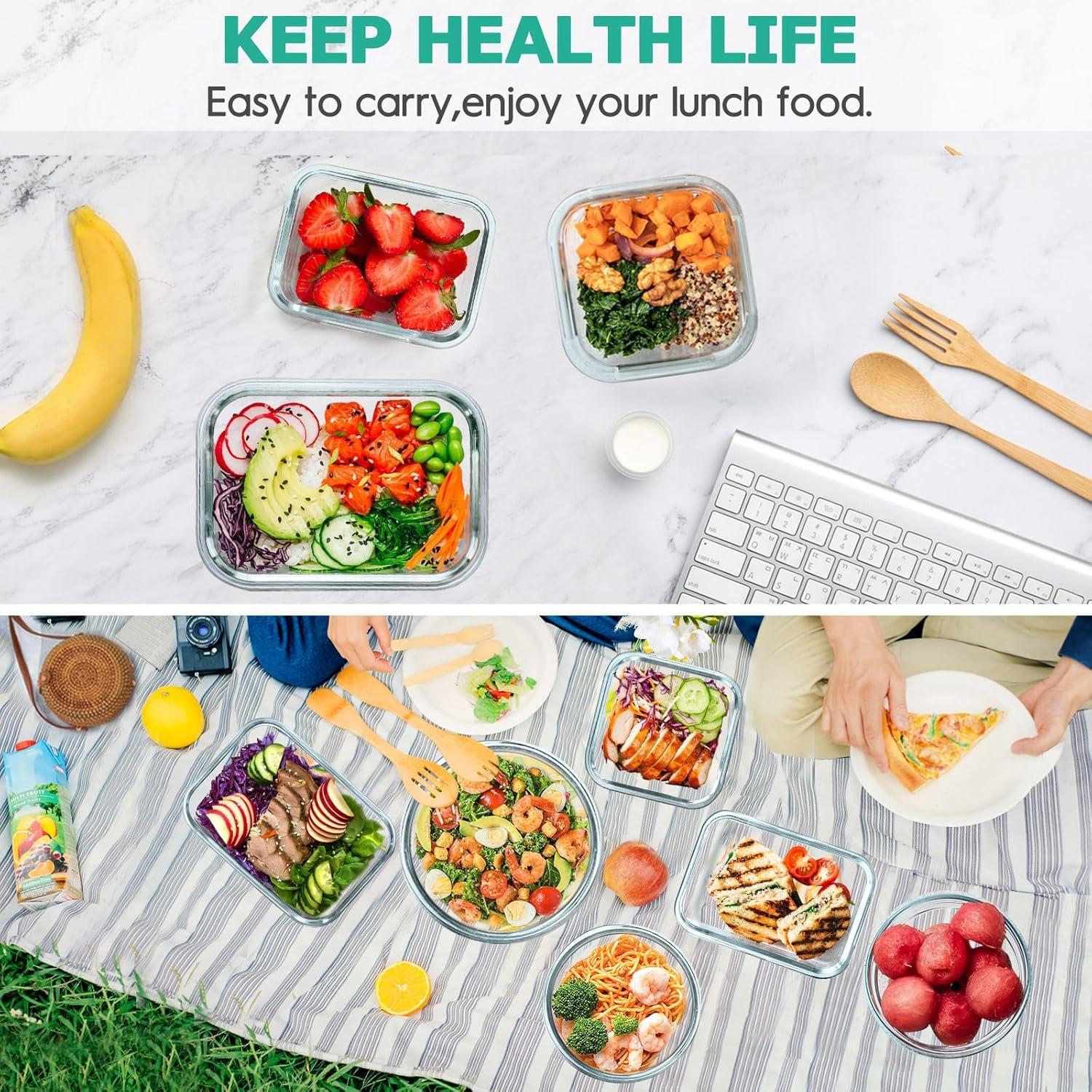 Conjunto de 34 Contenedores de Almacenamiento de Comida Vidrio AMALEKO