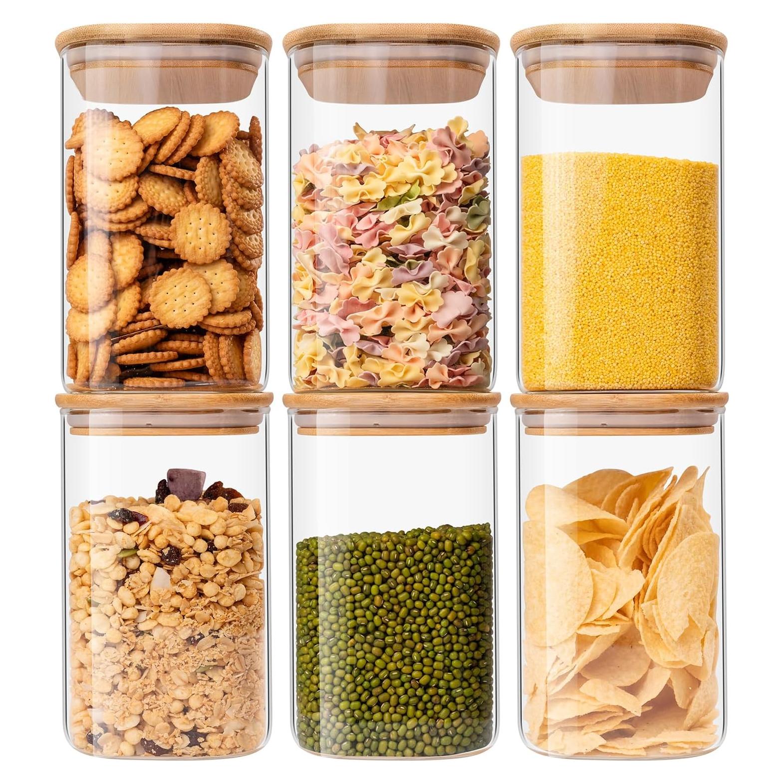 Set de 6 Tarros de Almacenamiento de Vidrio 1050 ml Liuruiyu