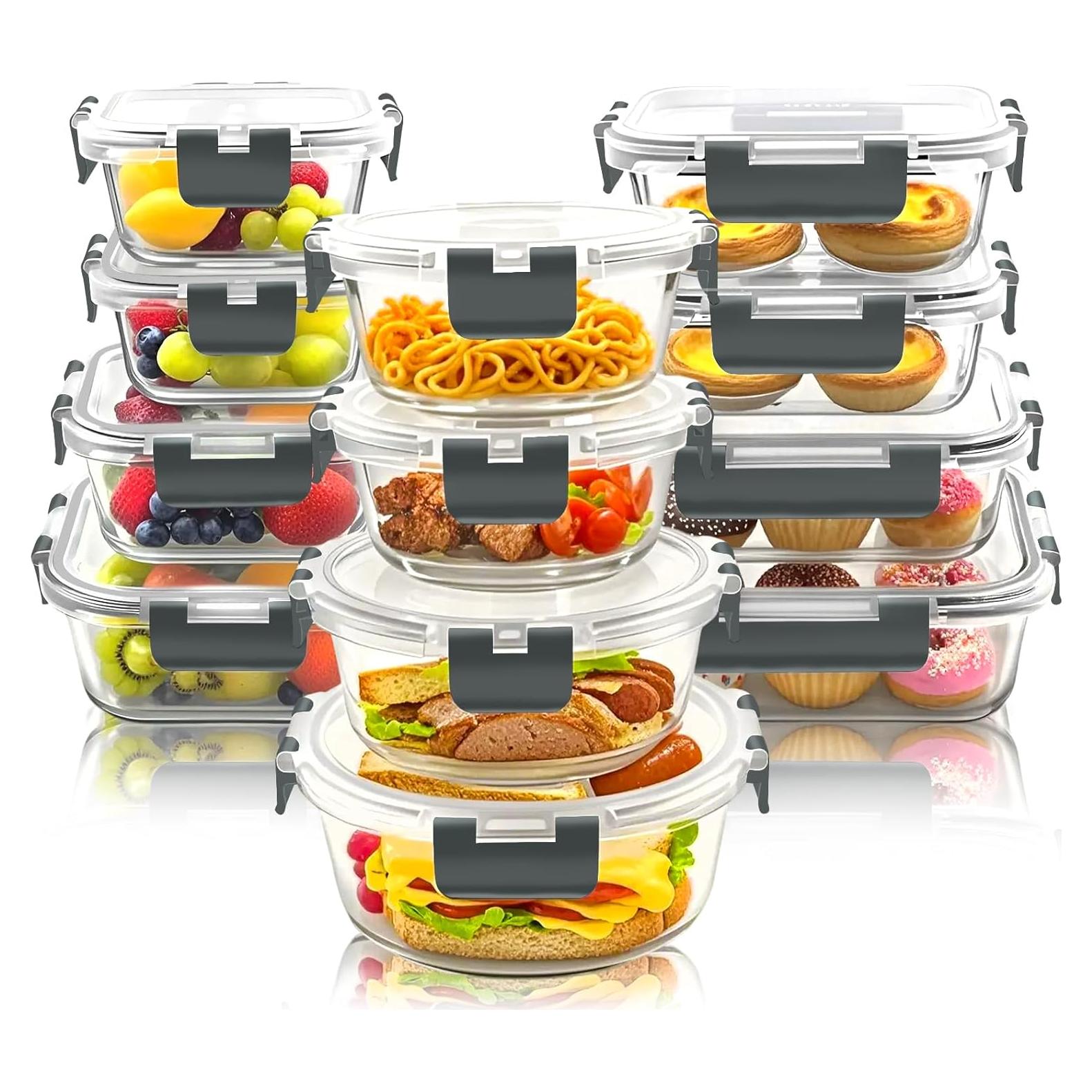 Juego de 12 Recipientes de Almacenamiento de Vidrio Bestfull