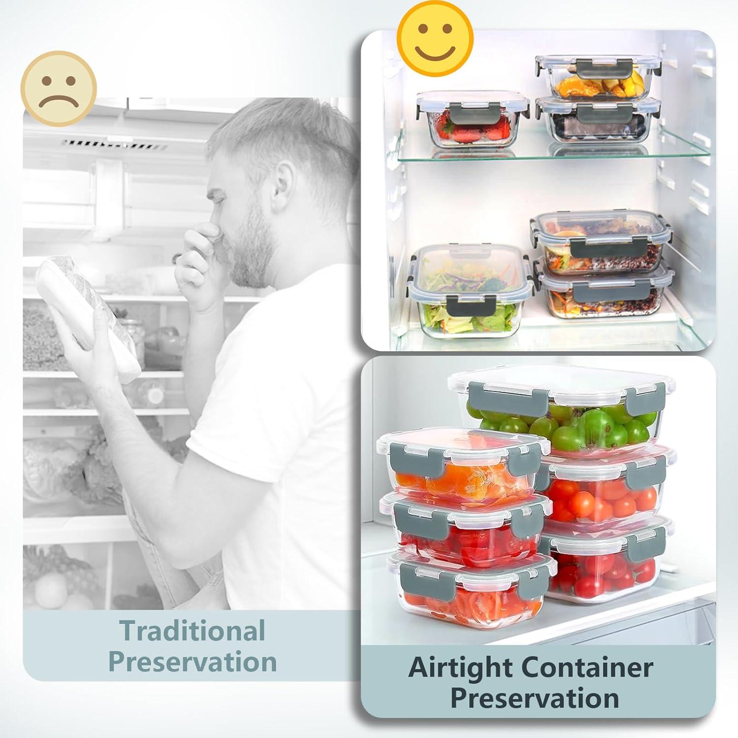 Juego de 12 Recipientes de Almacenamiento de Vidrio Bestfull