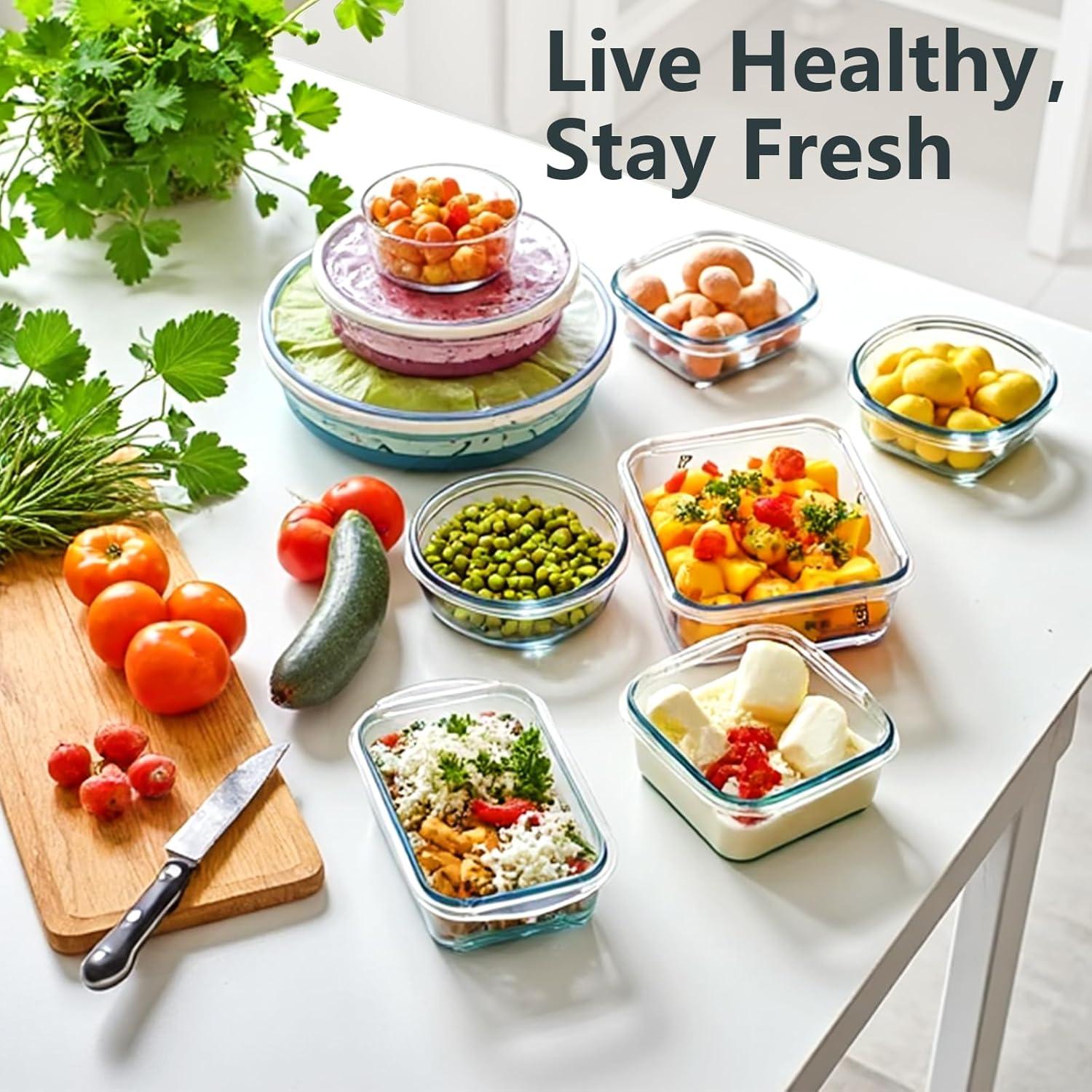 Juego de 12 Recipientes de Almacenamiento de Vidrio Bestfull