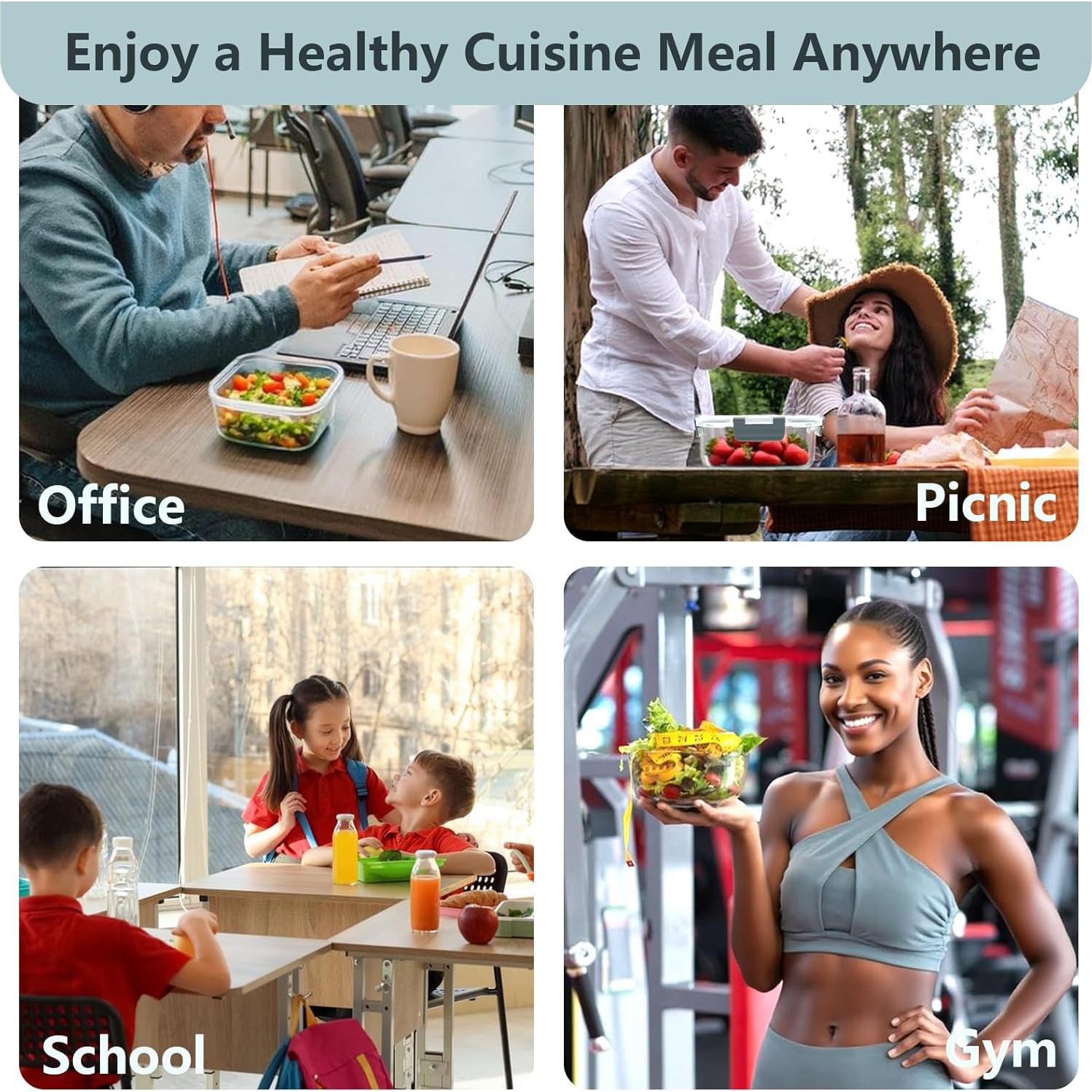 Juego de 12 Recipientes de Almacenamiento de Vidrio Bestfull