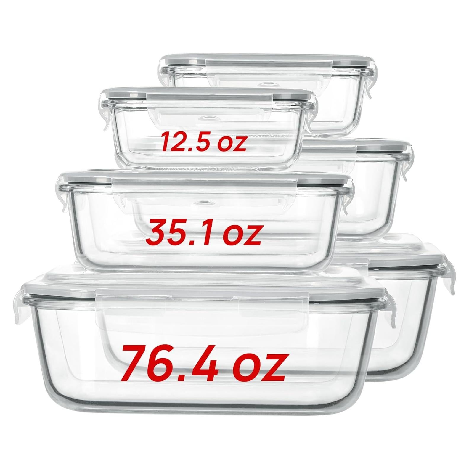 Juego de 6 Contenedores de Vidrio Vtopmart 2.26L Herméticos