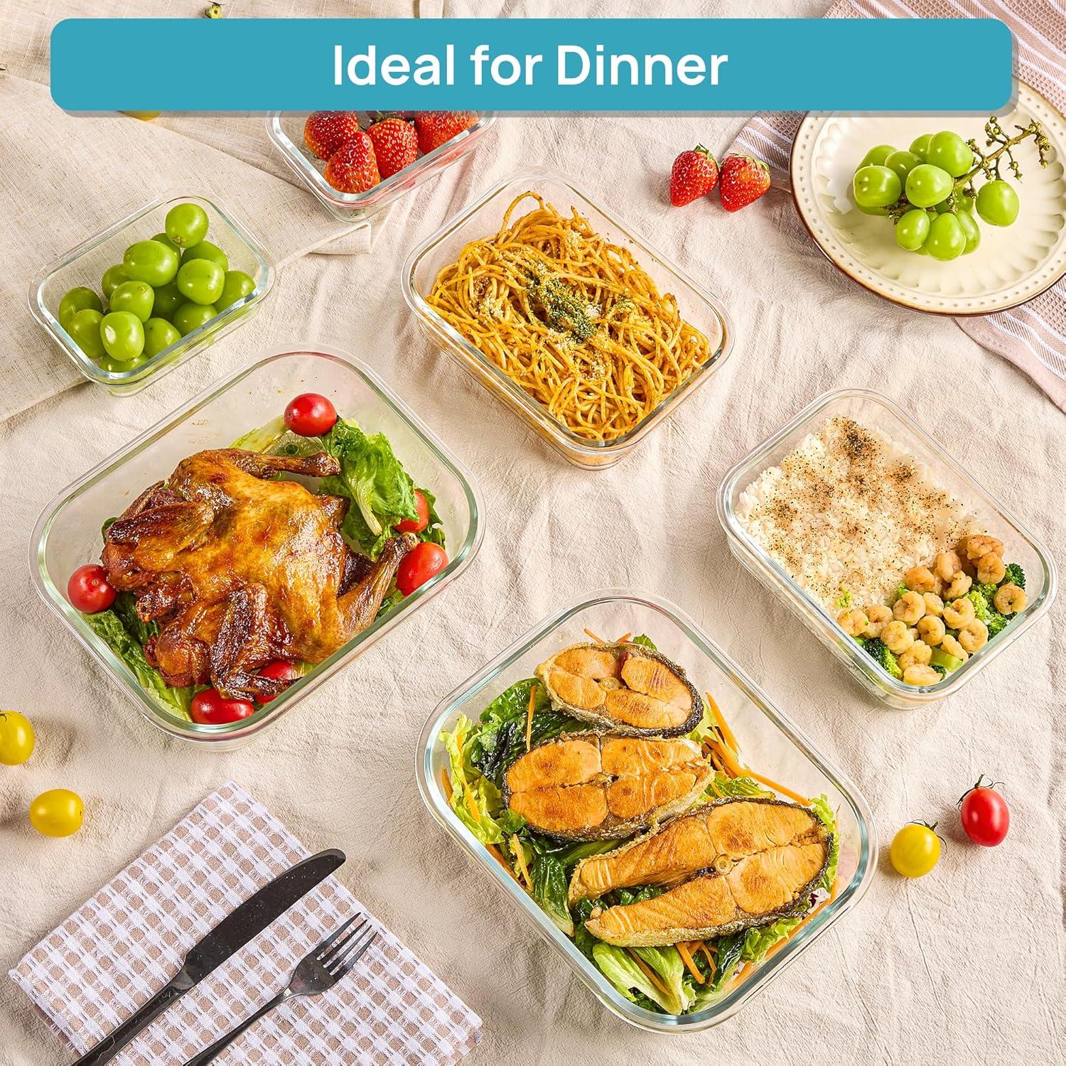 Juego de 6 Contenedores de Vidrio Vtopmart 2.26L Herméticos