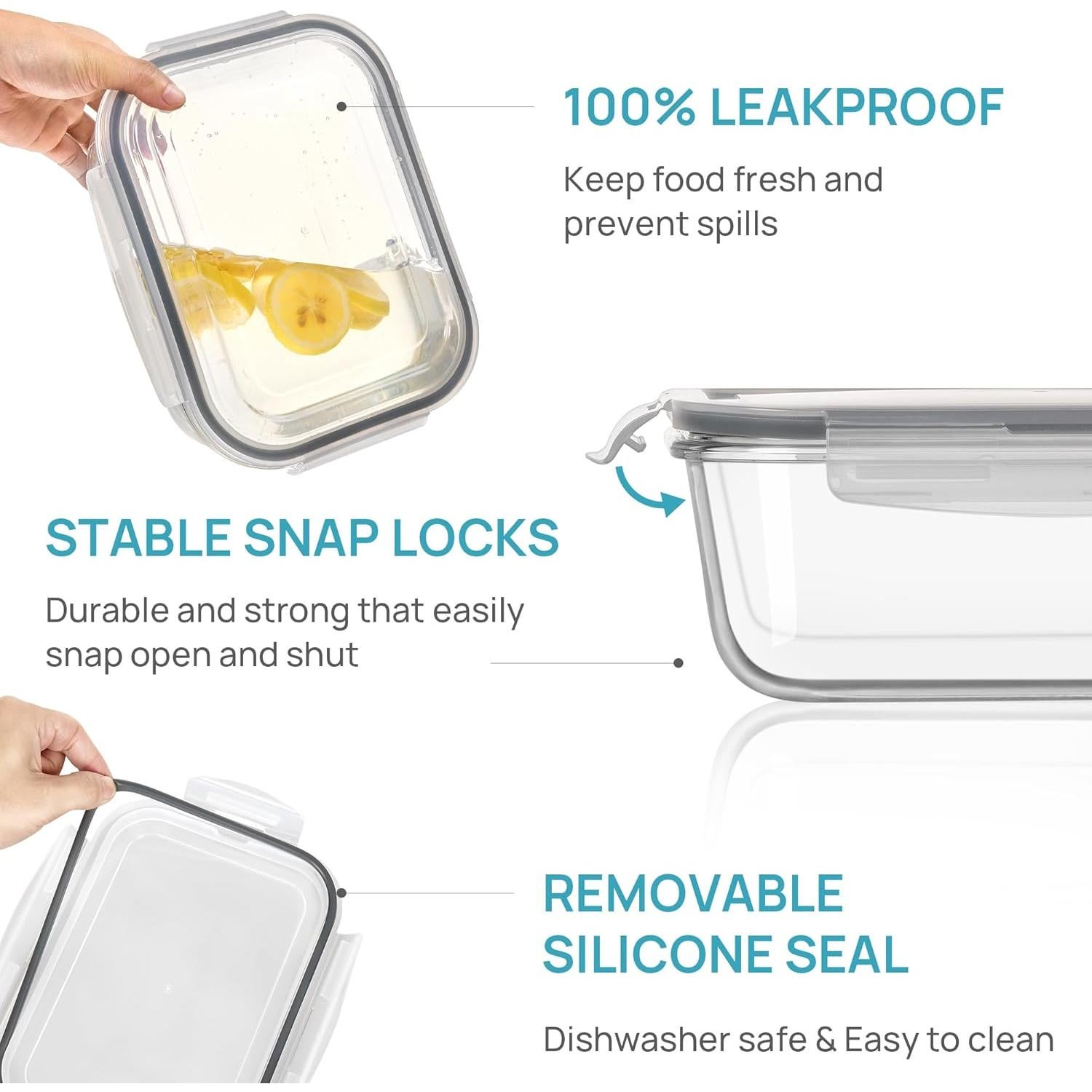 Juego de 6 Contenedores de Vidrio Vtopmart 2.26L Herméticos