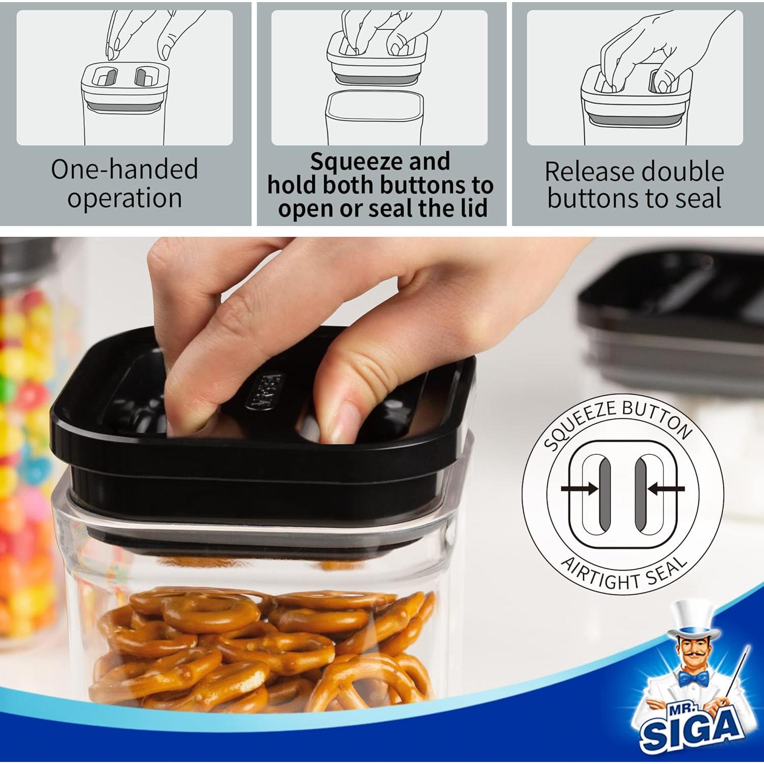 Juego de 4 Contenedores Herméticos MR.SIGA 1L Negro