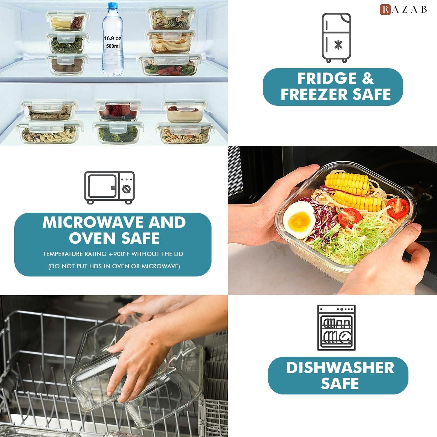 Set de 24 Contenedores de Alimentos de Vidrio Razab - Herméticos y A Prueba de Fugas