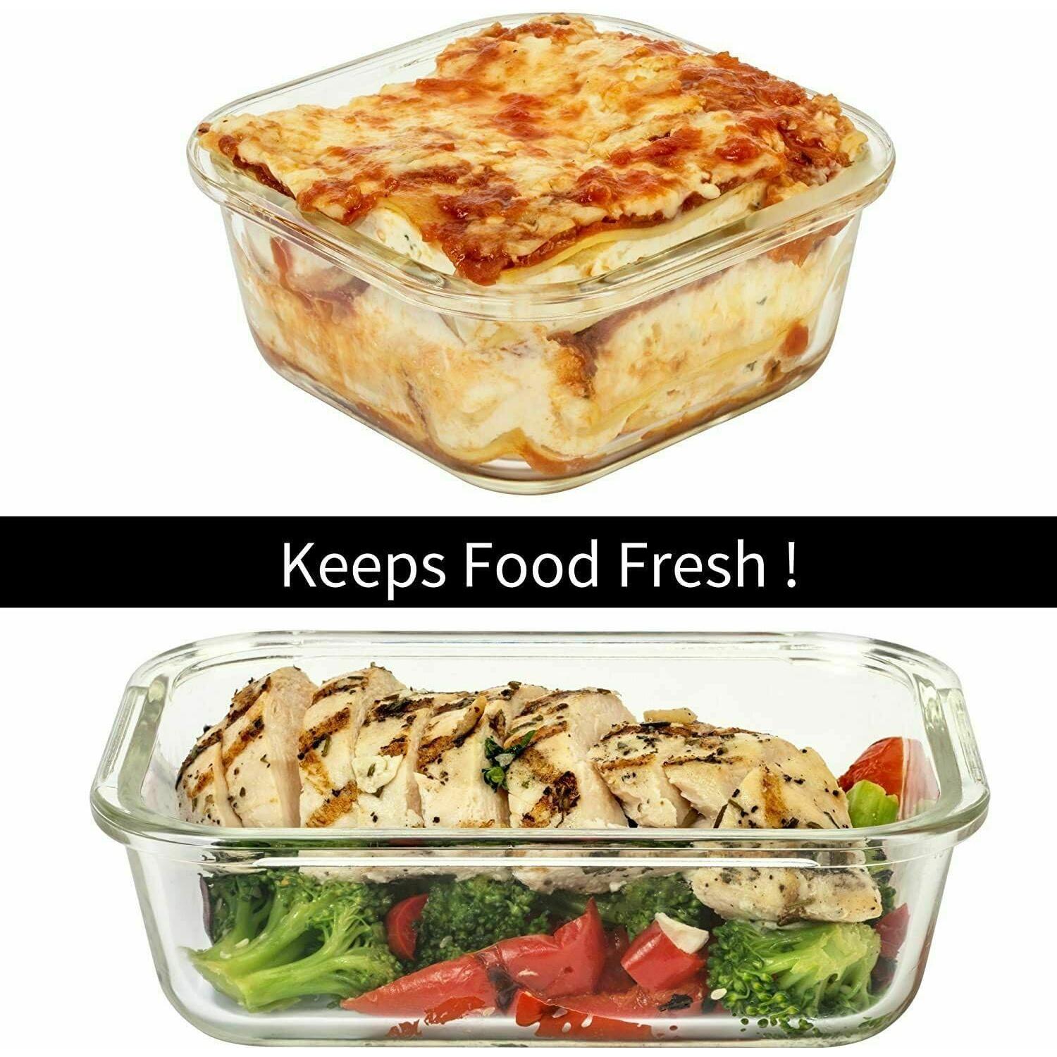 Set de 24 Contenedores de Alimentos de Vidrio Razab - Herméticos y A Prueba de Fugas