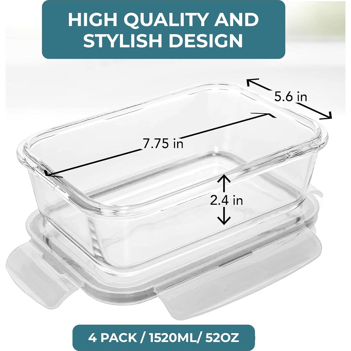 Juego de 4 Contenedores de Vidrio Herméticos Razab 1.6L