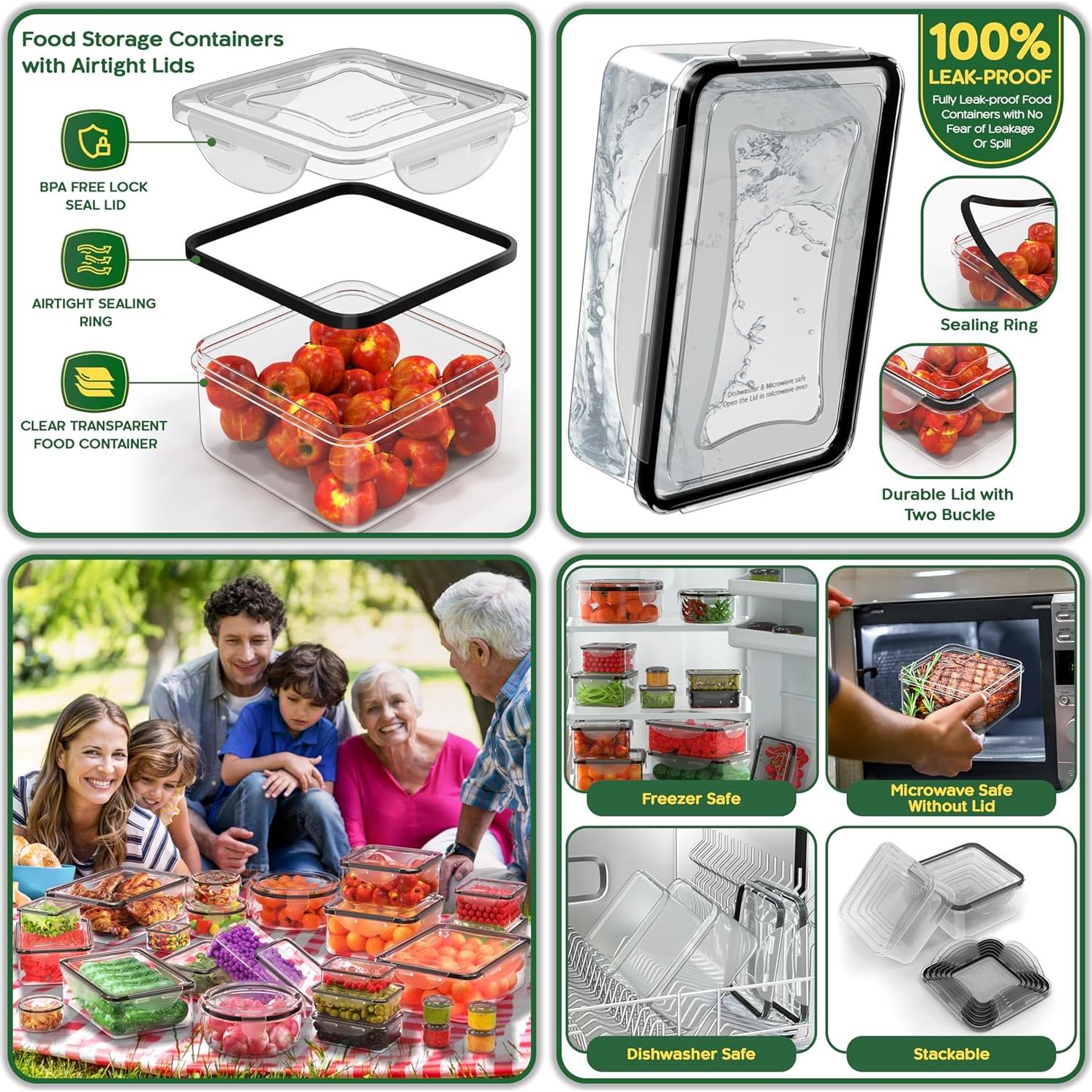 RockBerry 50 Pcs Contenedores de Almacenamiento Herméticos 2.5L