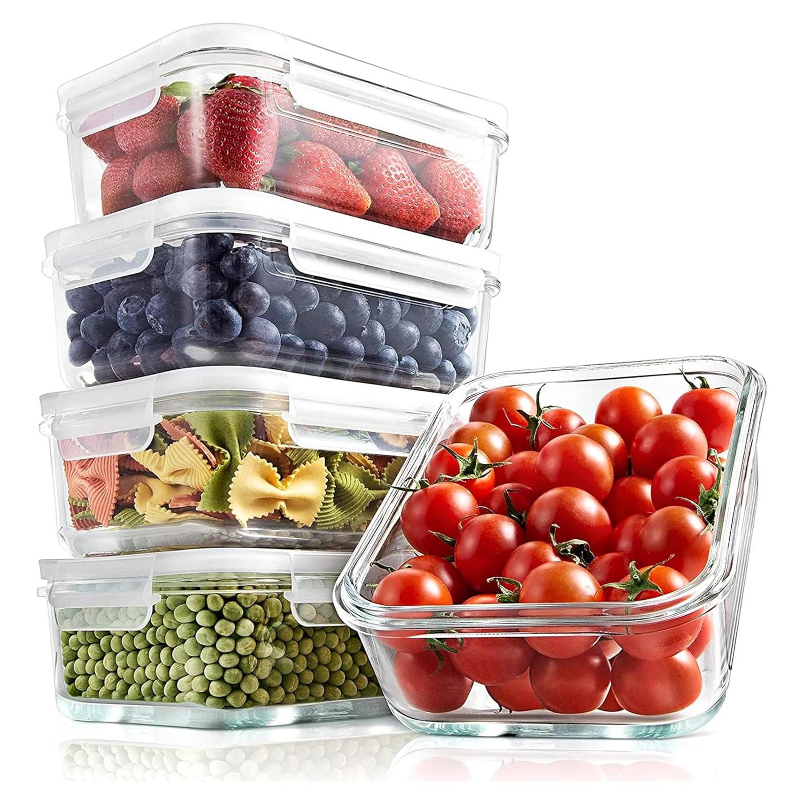 Set de 10 Contenedores de Vidrio NutriChef 30oz a Prueba de Fugas