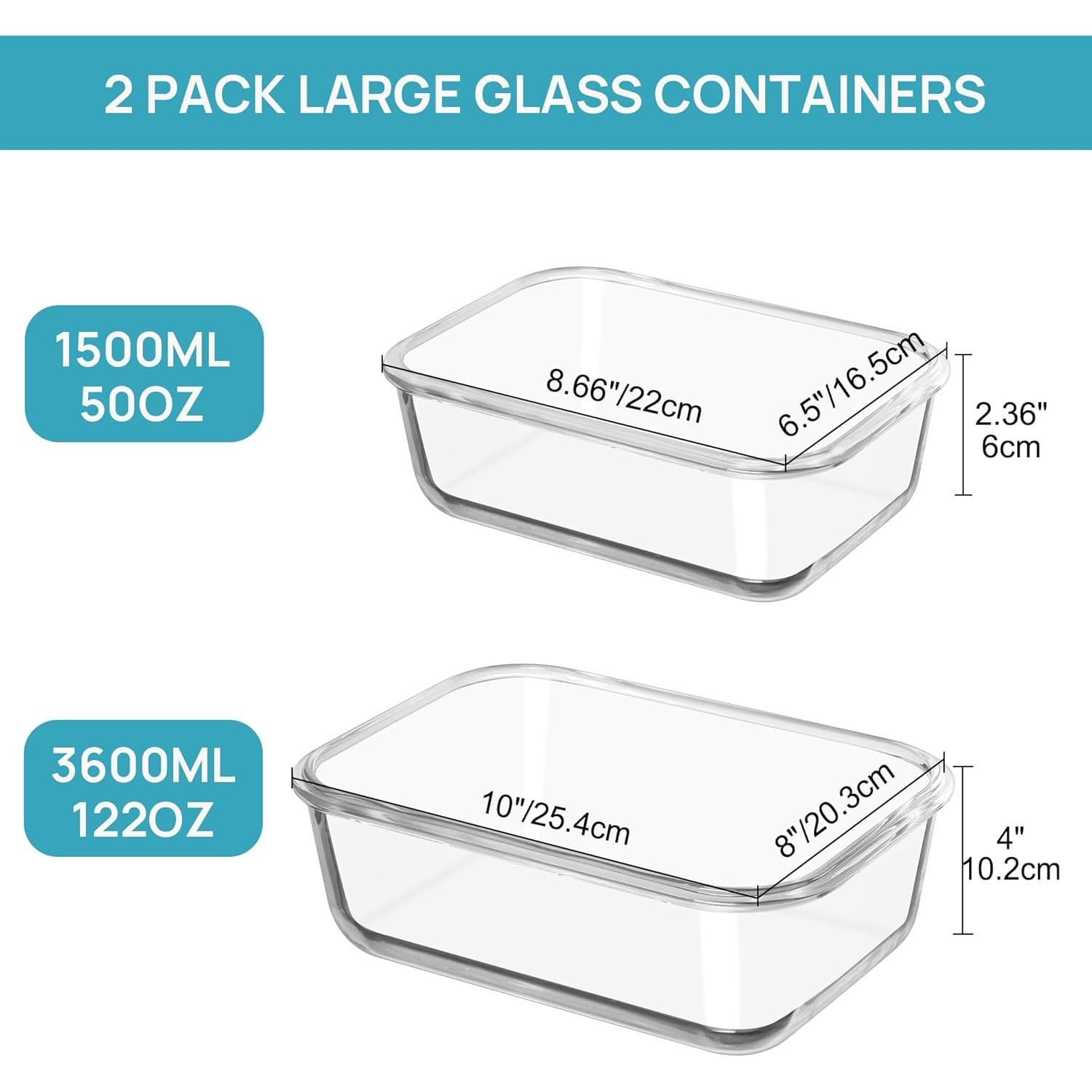 Contenedores de Almacenamiento de Vidrio Vtopmart 3.6L y 1.5L