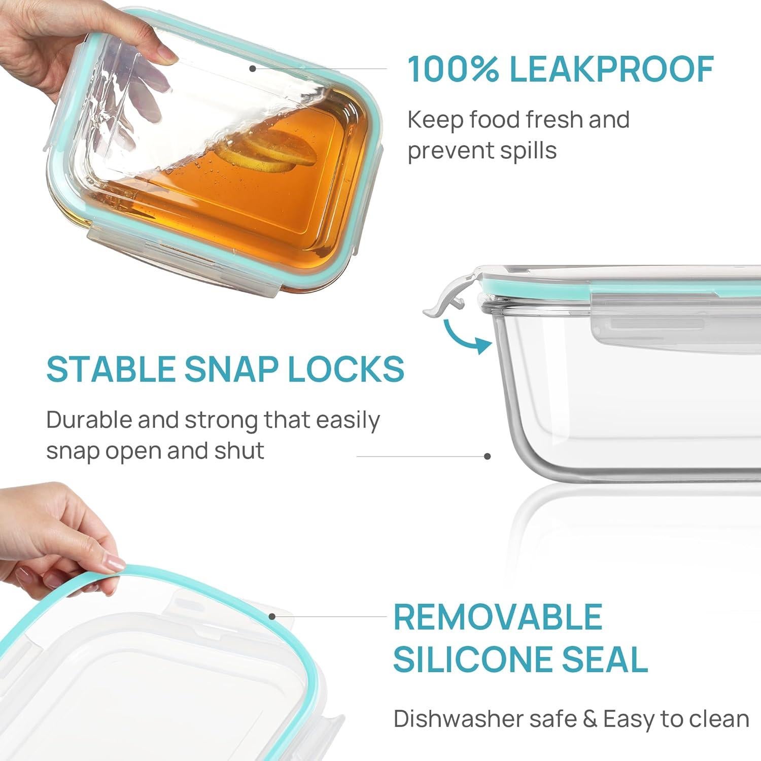 Contenedores de Almacenamiento de Vidrio Vtopmart 3.6L y 1.5L