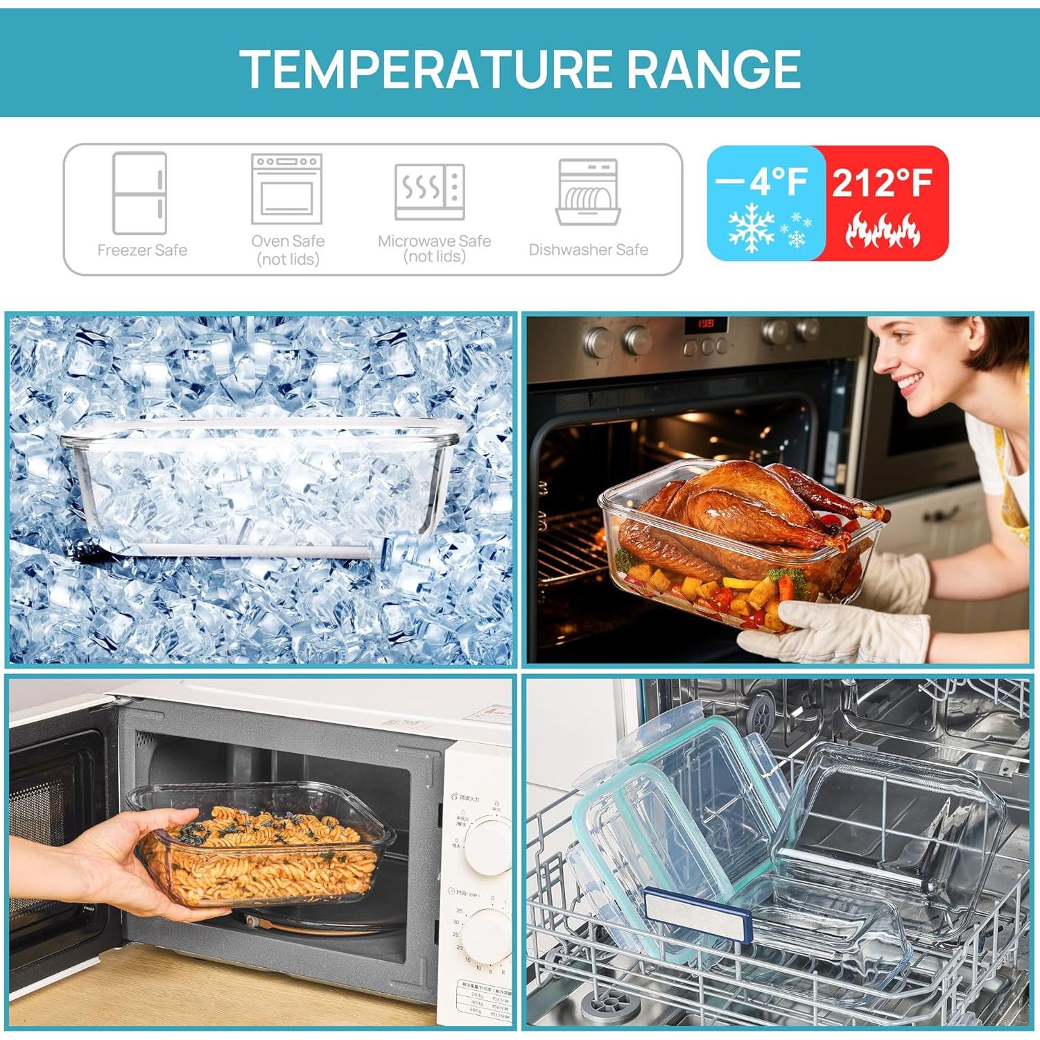 Contenedores de Almacenamiento de Vidrio Vtopmart 3.6L y 1.5L