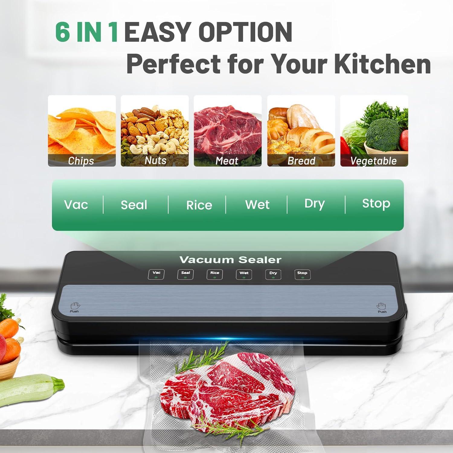 Máquina Selladora al Vacío MAXDONE 6-en-1 con 10 Bolsas